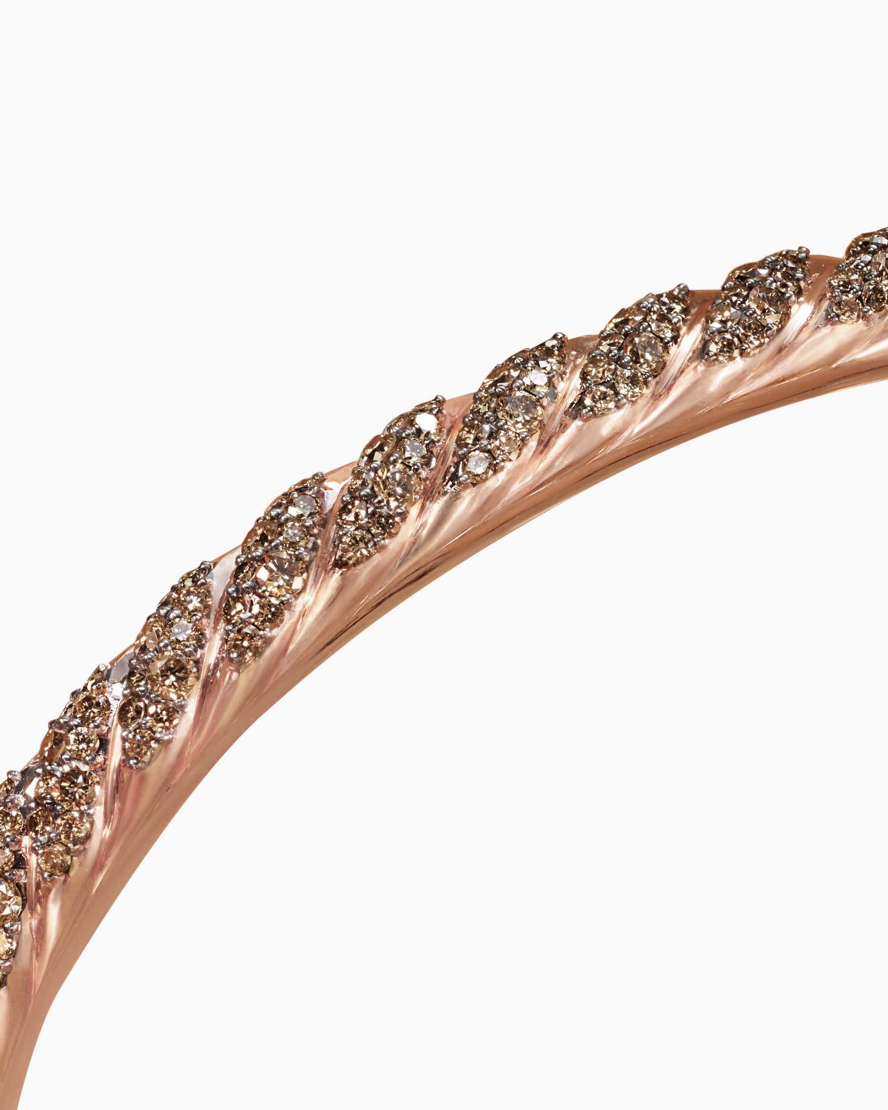 Sculpted Cable Cuff Bracelet in 18K Rose Gold with Cognac Diamonds, 5.5mm - Image 5