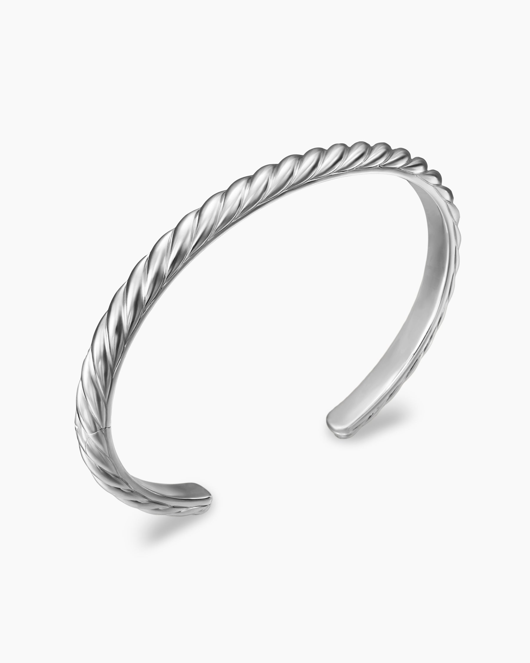 Sculpted Cable Cuff Bracelet in 18K White Gold, 5.5mm - Image 3