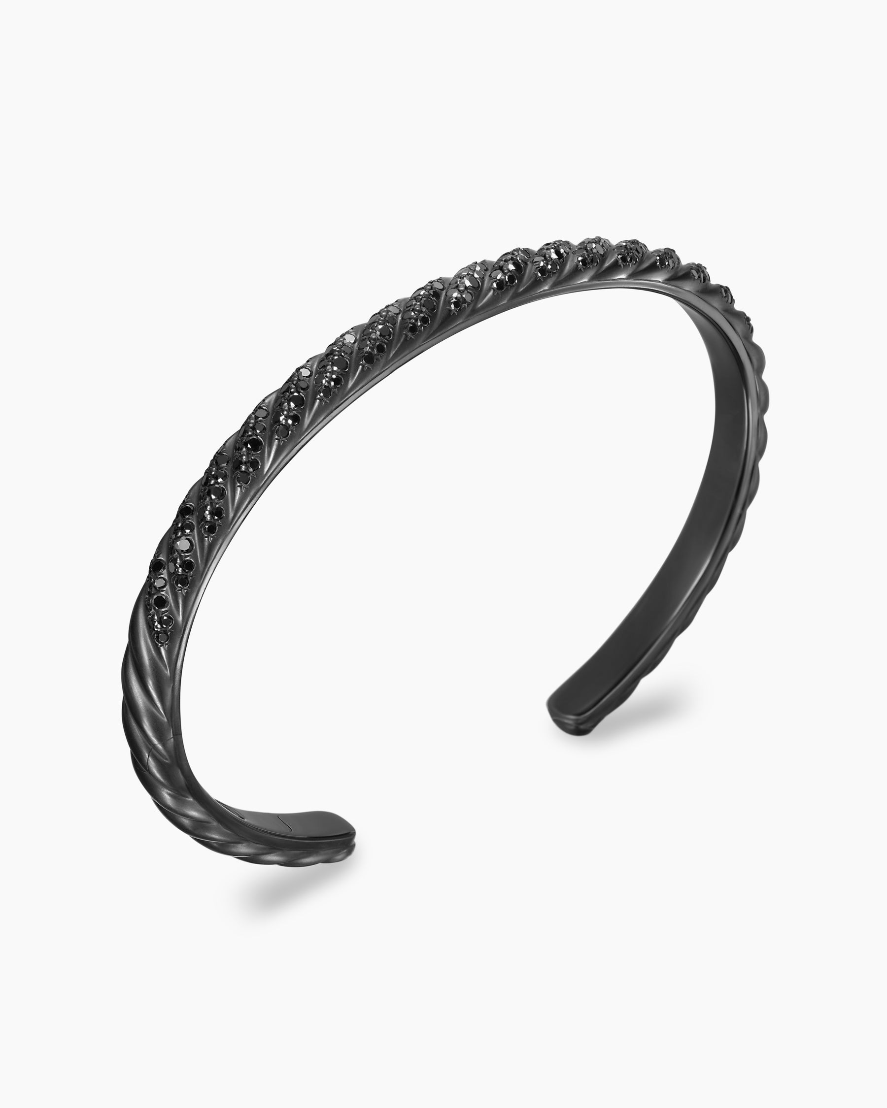 Sculpted Cable Cuff Bracelet in Black Titanium with Black Diamonds, 5.5mm - Image 3
