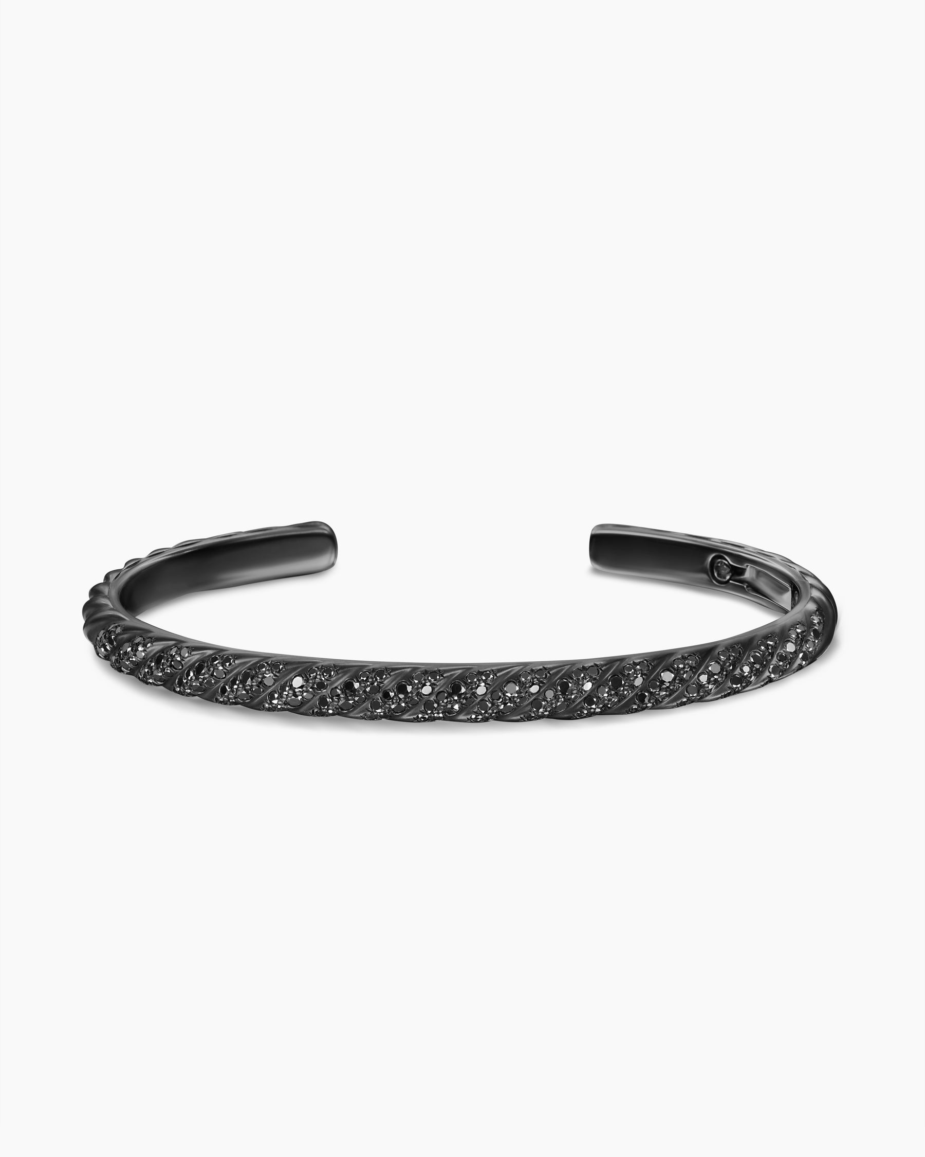 Sculpted Cable Cuff Bracelet in Black Titanium with Black Diamonds, 5.5mm - Image 4