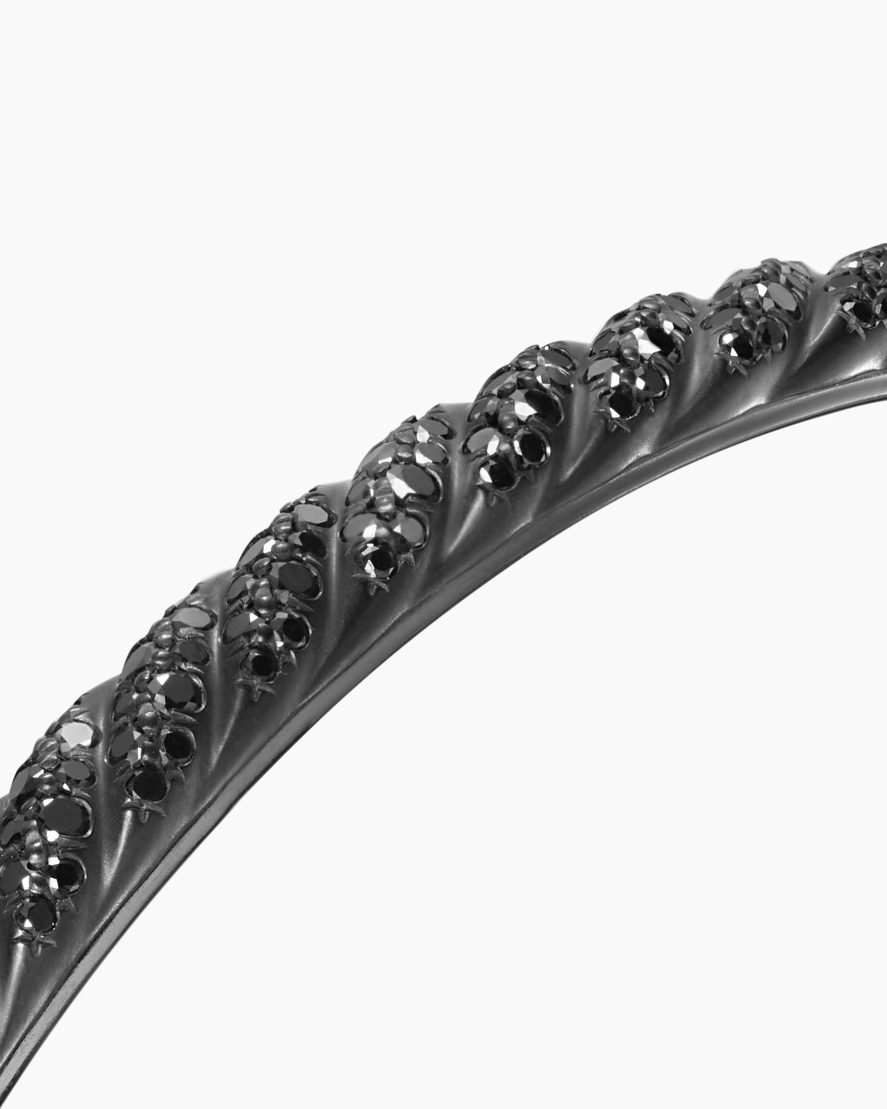 Sculpted Cable Cuff Bracelet in Black Titanium with Black Diamonds, 5.5mm - Image 5