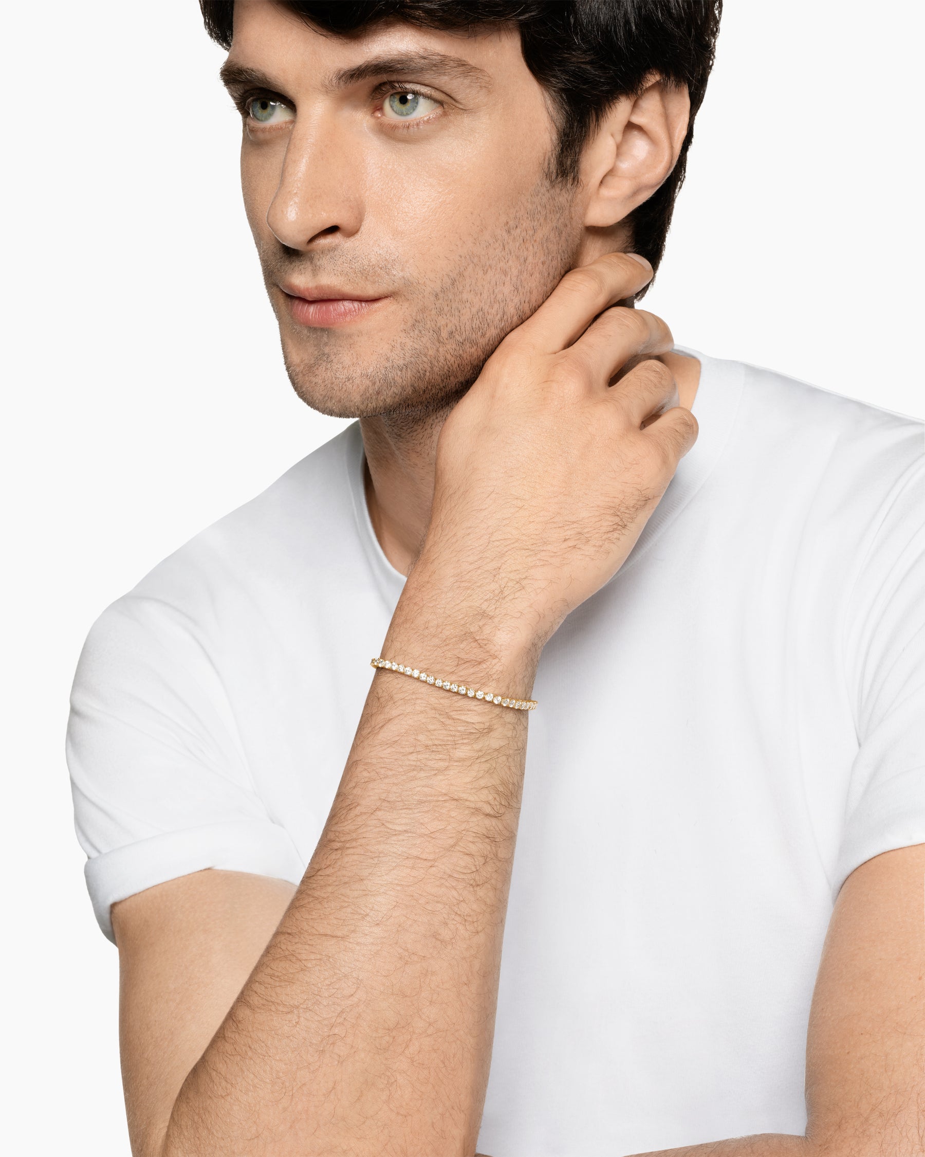 Alternative view of Tennis Bracelet in 18K Yellow Gold with Diamonds, 3mm