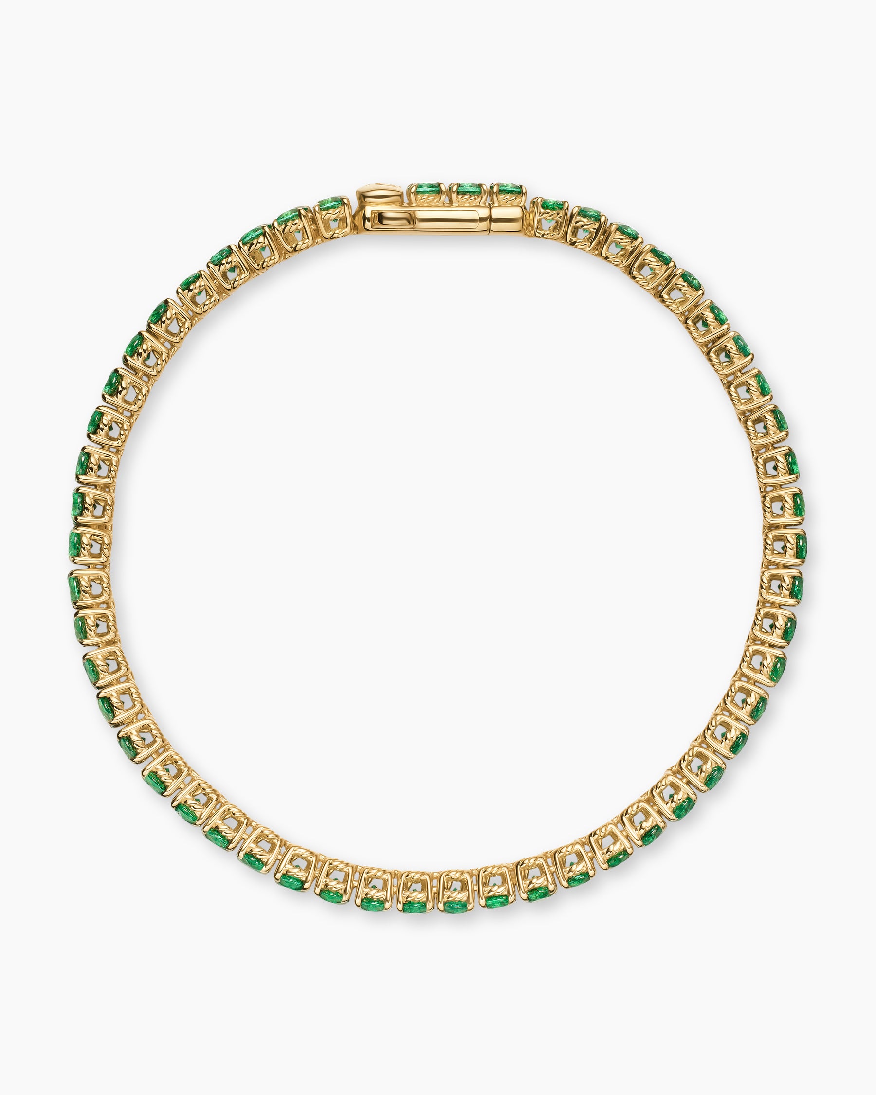 Alternative view of Tennis Bracelet in 18K Yellow Gold with Emeralds, 3mm
