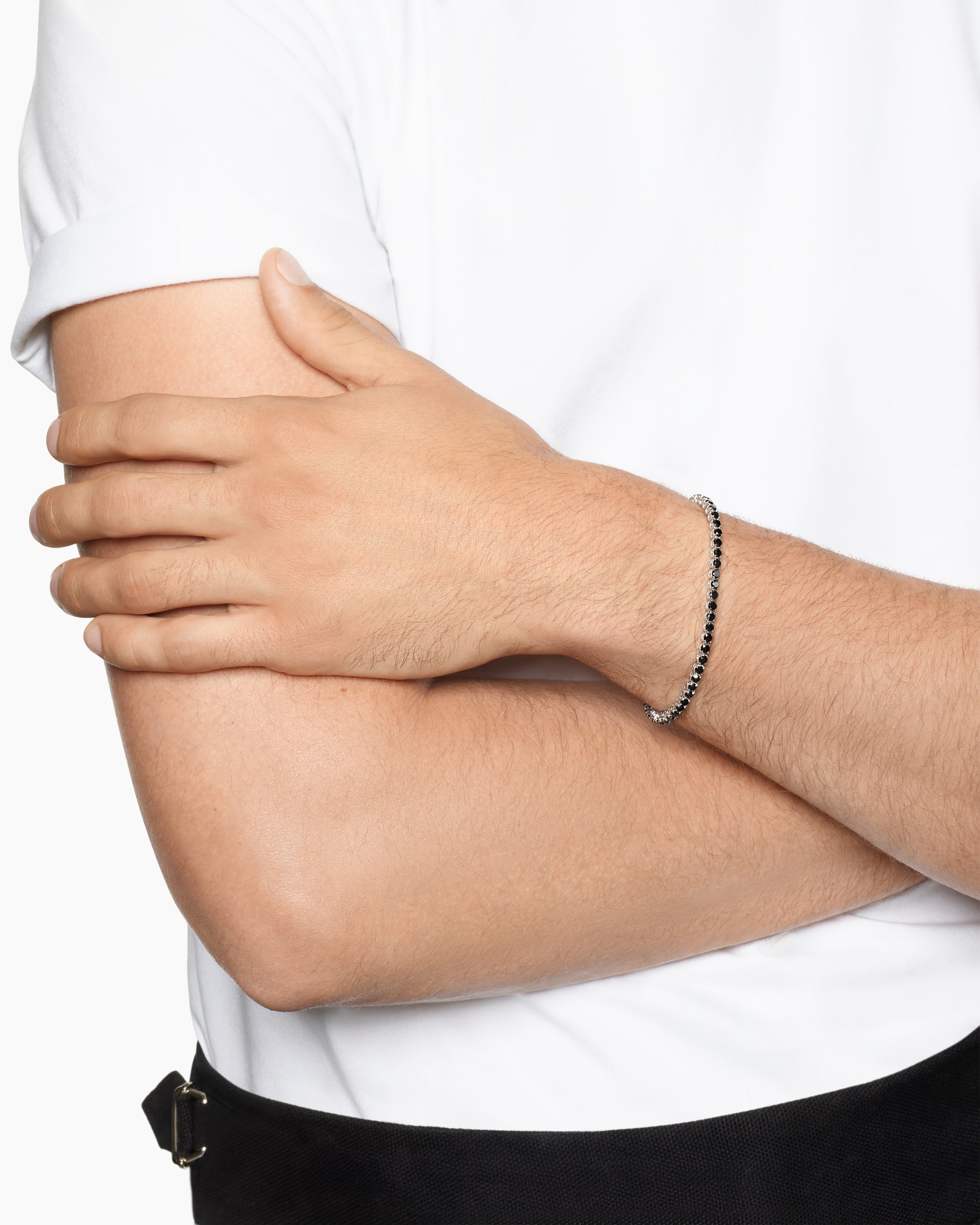 Alternative view of Tennis Bracelet in 18K White Gold with Black Diamonds, 3mm