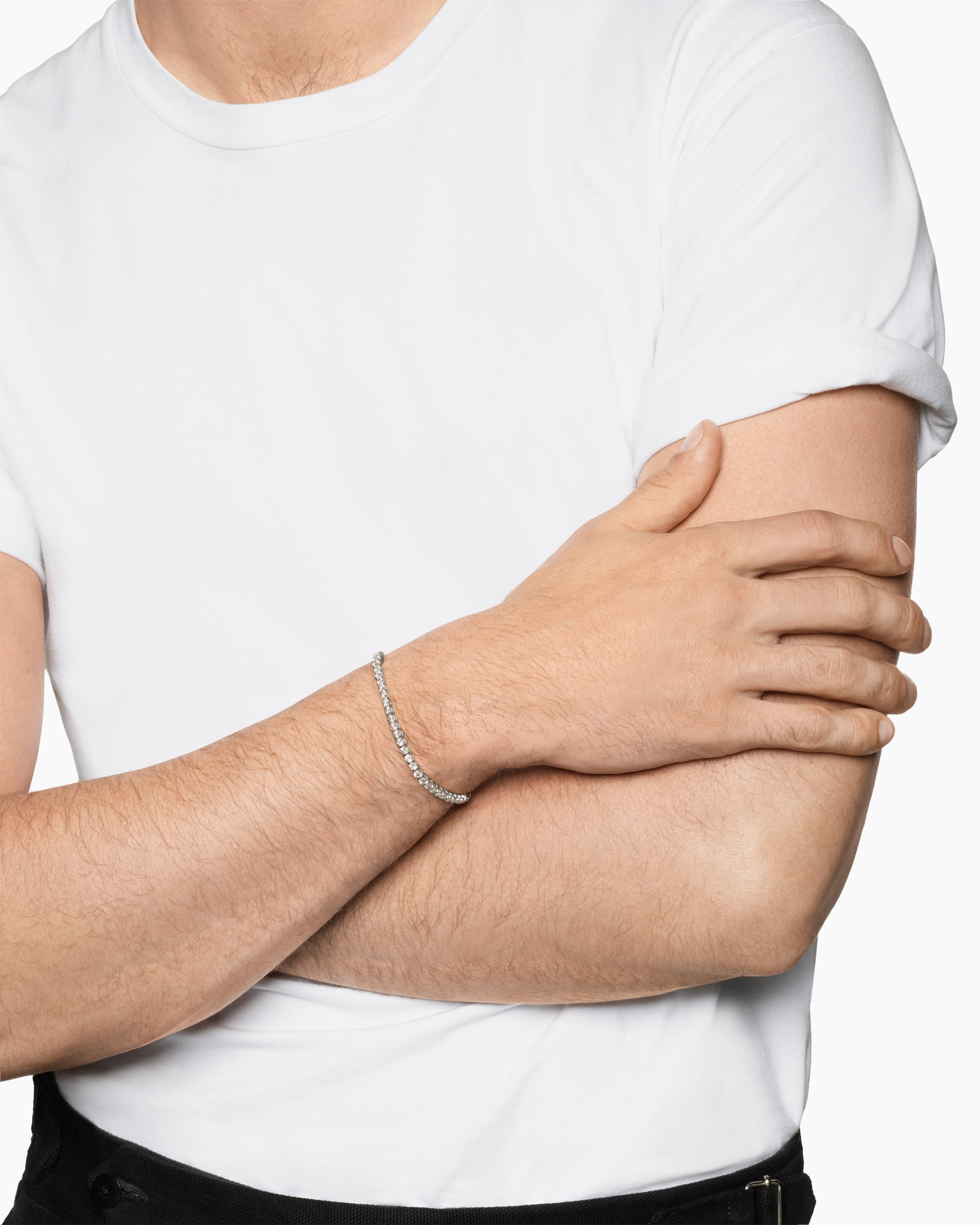 Alternative view of Tennis Bracelet in 18K White Gold with Diamonds, 3mm