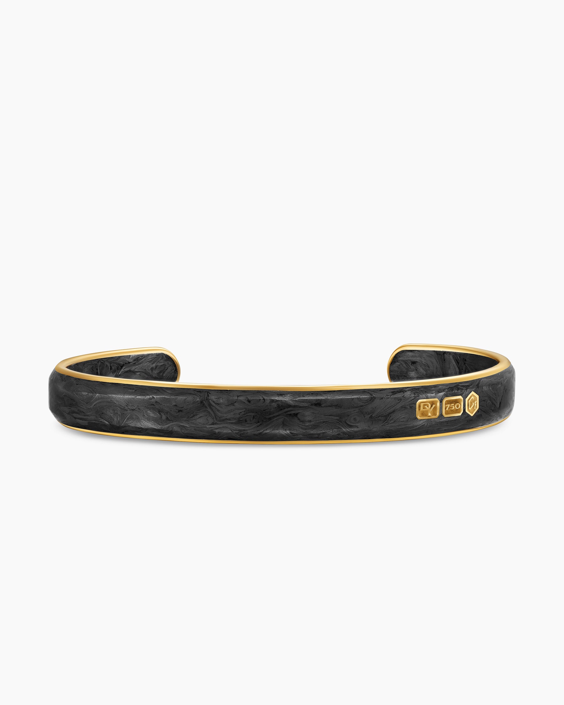 Streamline Cuff Bracelet in 18K Yellow Gold with Forged Carbon, 9mm