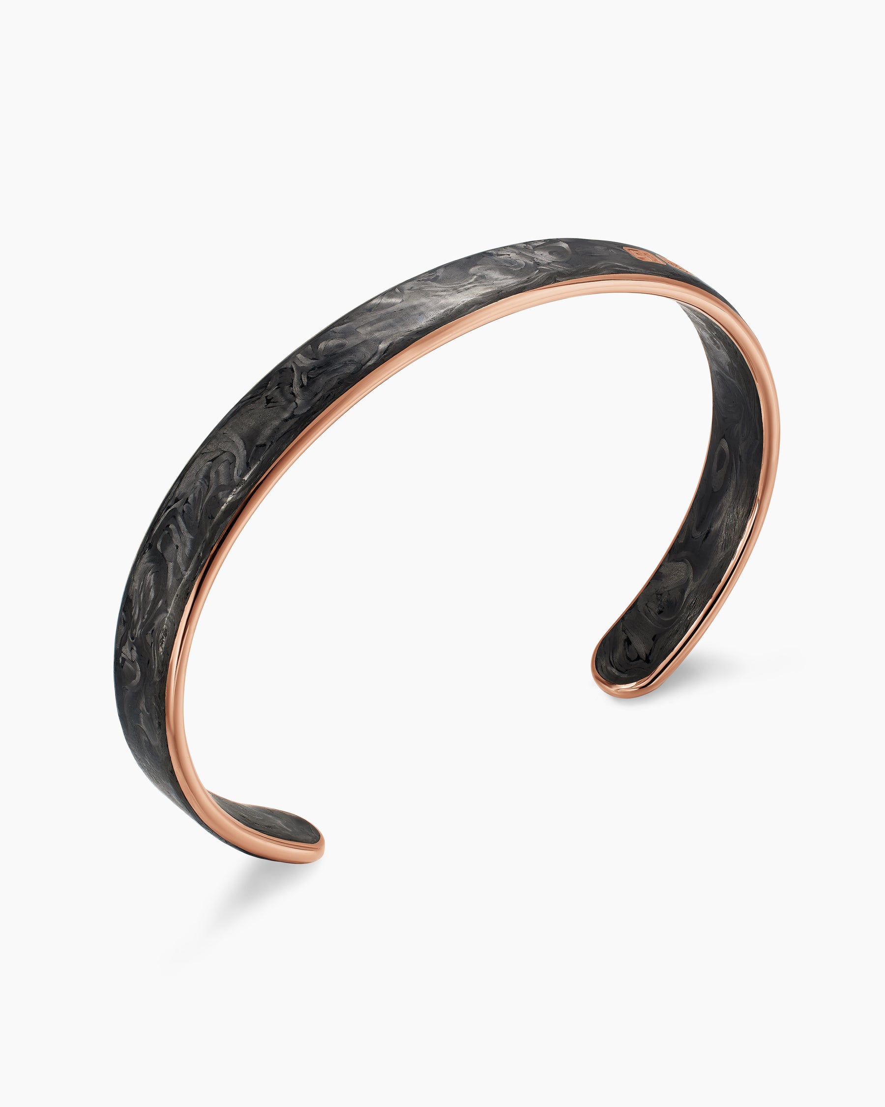 Streamline Cuff Bracelet in 18K Rose Gold with Forged Carbon, 9mm - Image 3