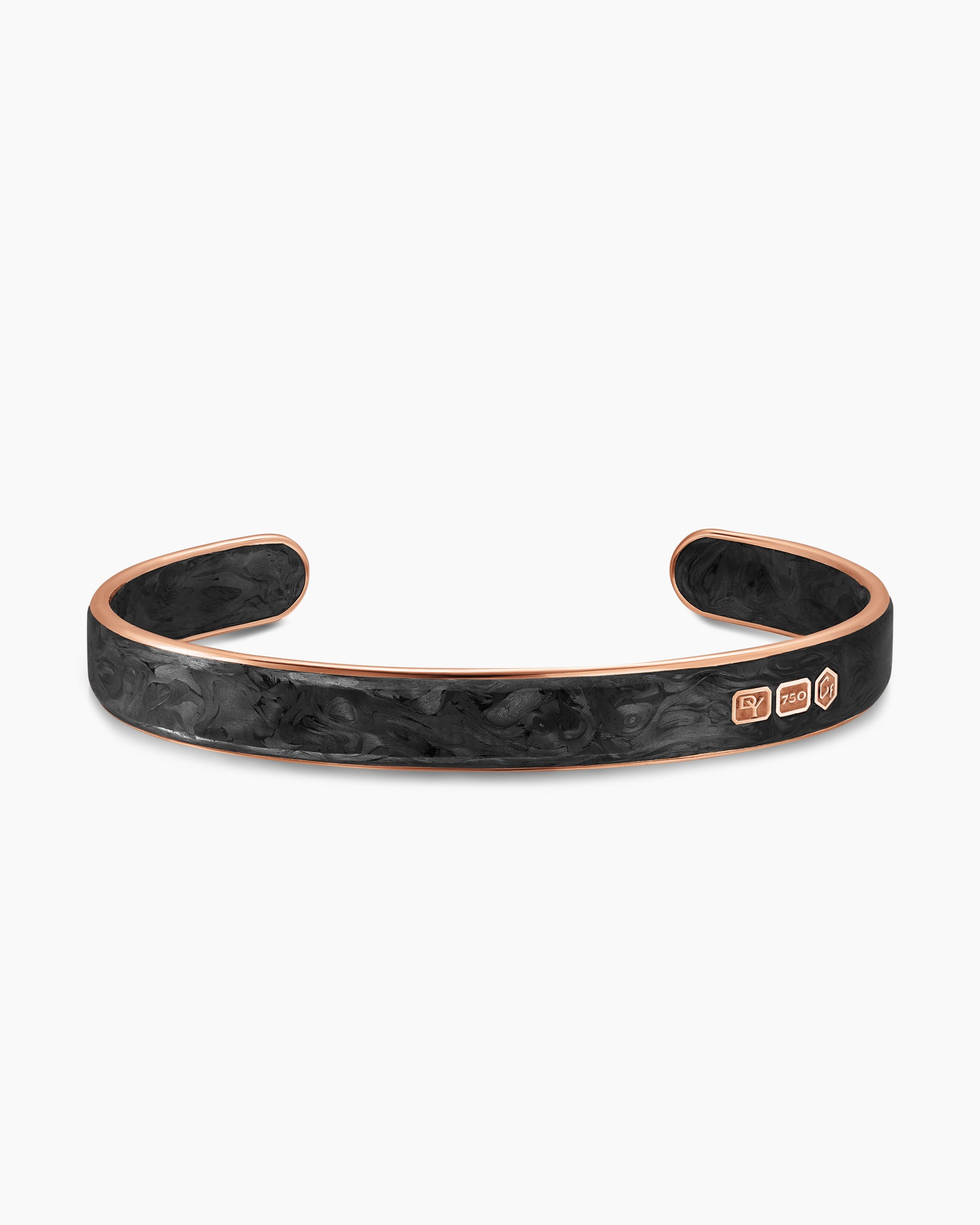 Streamline Cuff Bracelet in 18K Rose Gold with Forged Carbon, 9mm - Image 4