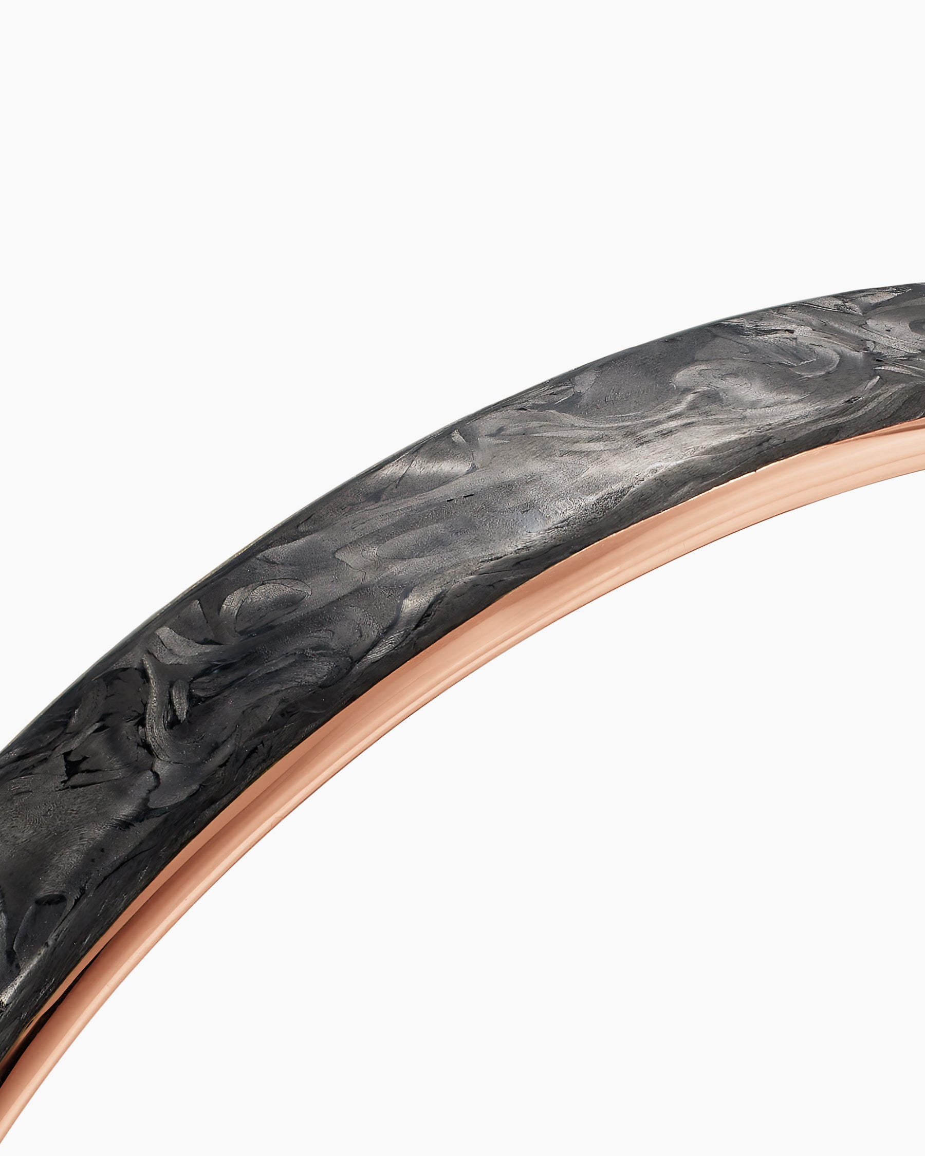 Streamline Cuff Bracelet in 18K Rose Gold with Forged Carbon, 9mm - Image 5
