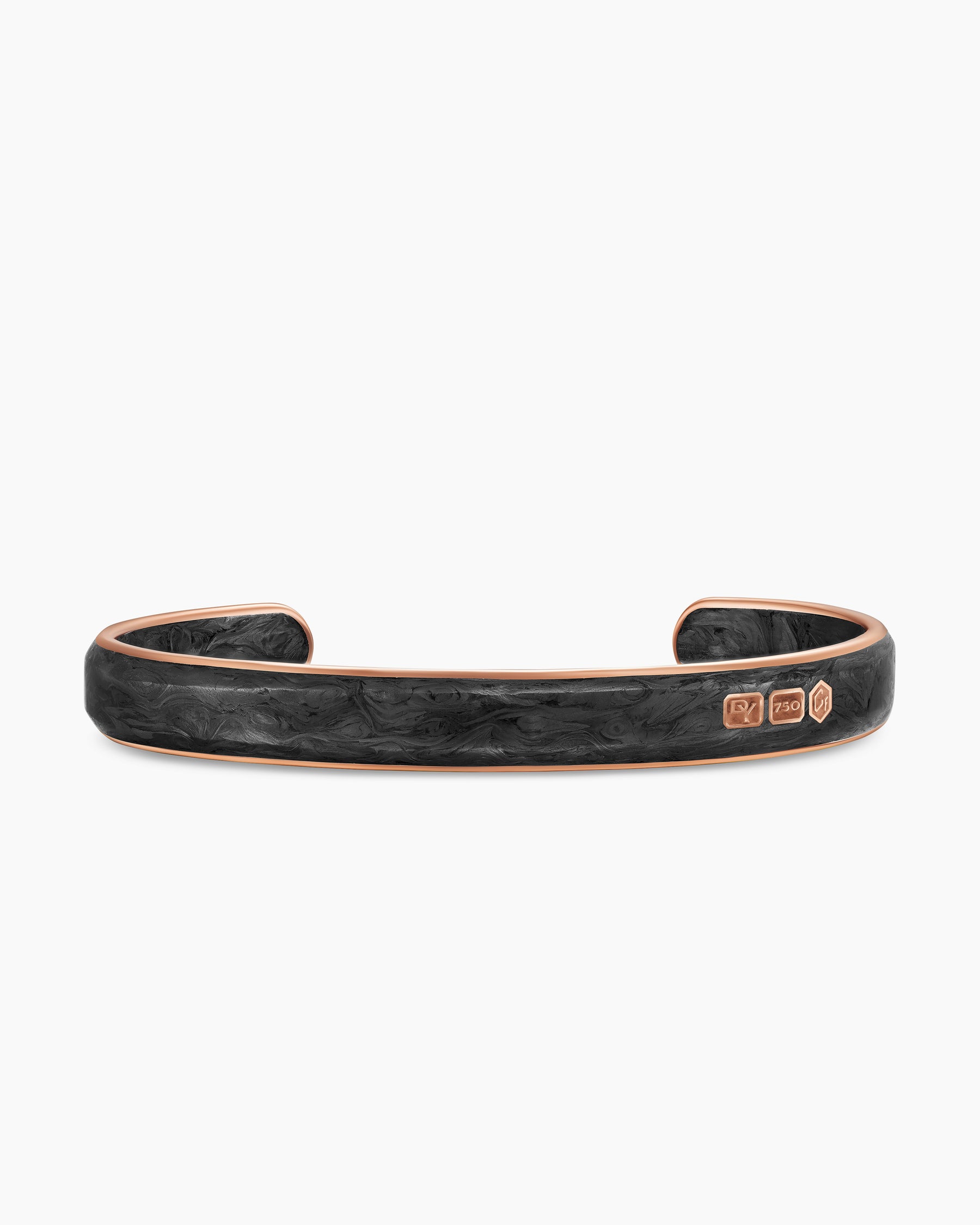 Streamline Cuff Bracelet in 18K Rose Gold with Forged Carbon, 9mm