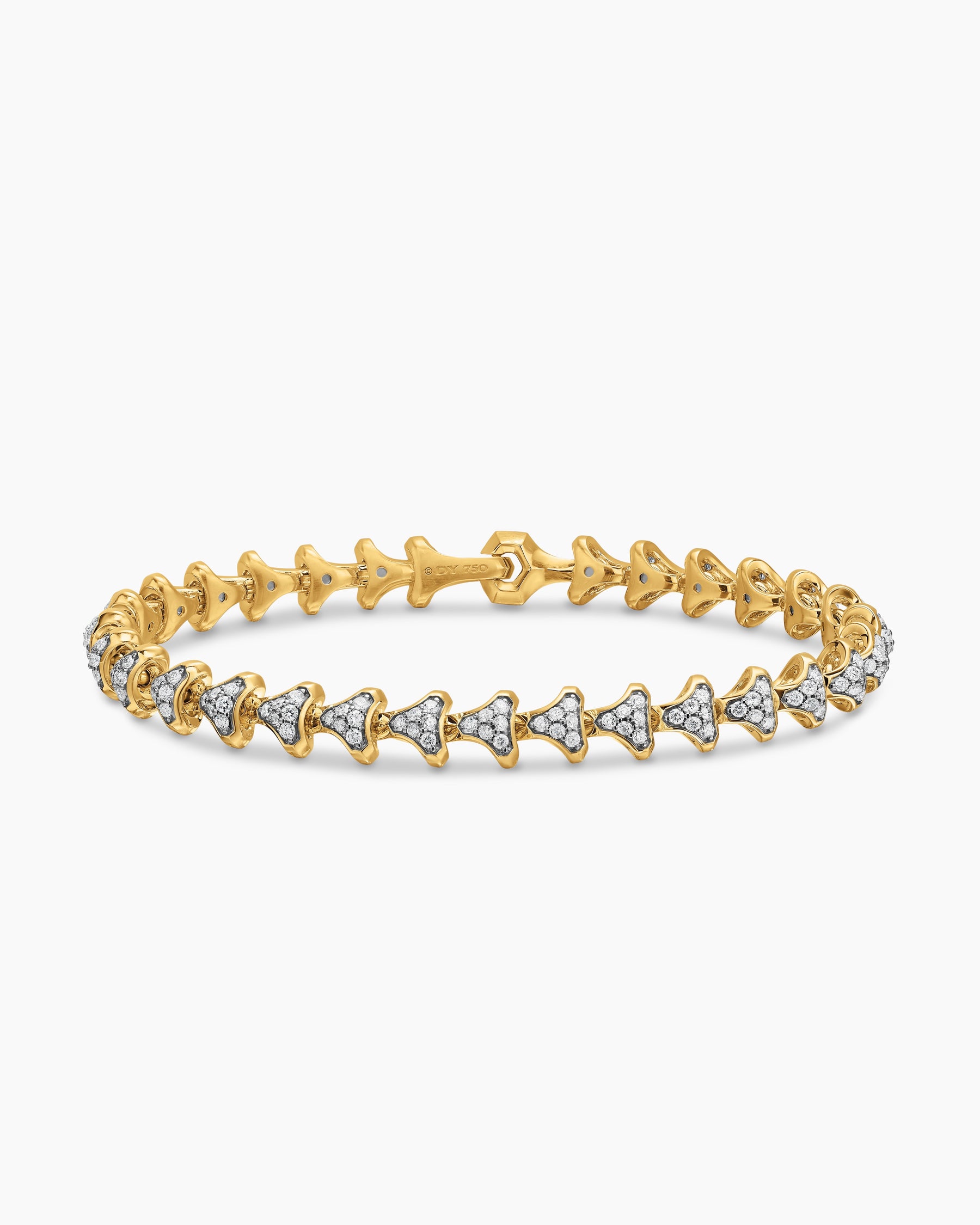 Armory Link Bracelet in 18K Yellow Gold with Diamonds, 7.5mm