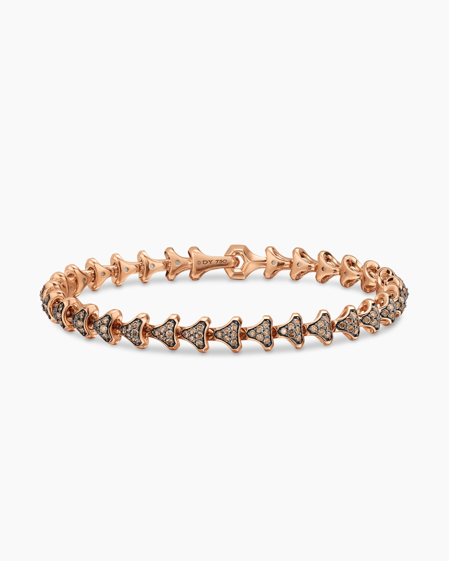 Armory Link Bracelet in 18K Rose Gold with Cognac Diamonds, 7.5mm