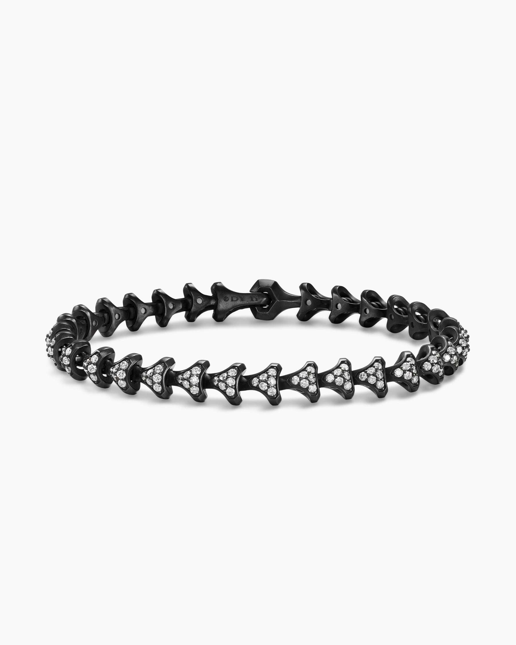 Armory Link Bracelet in Black Titanium with Diamonds, 7.5mm