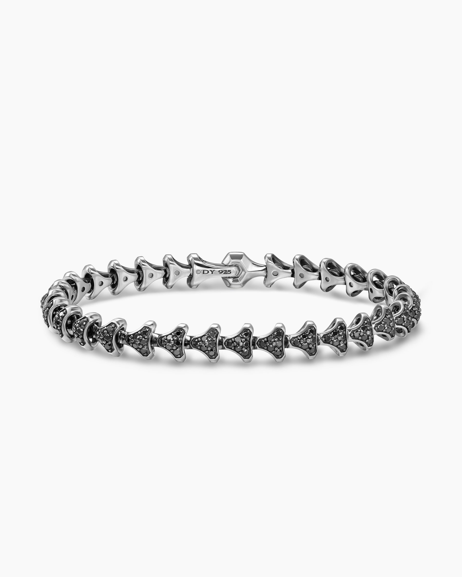 Armory Link Bracelet in Sterling Silver with Black Diamonds, 7.5mm