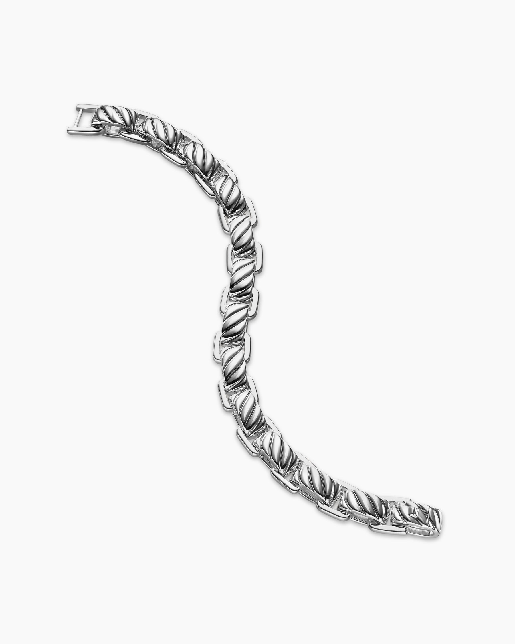 Sculpted Cable Link Bracelet in Sterling Silver, 12mm - Image 4