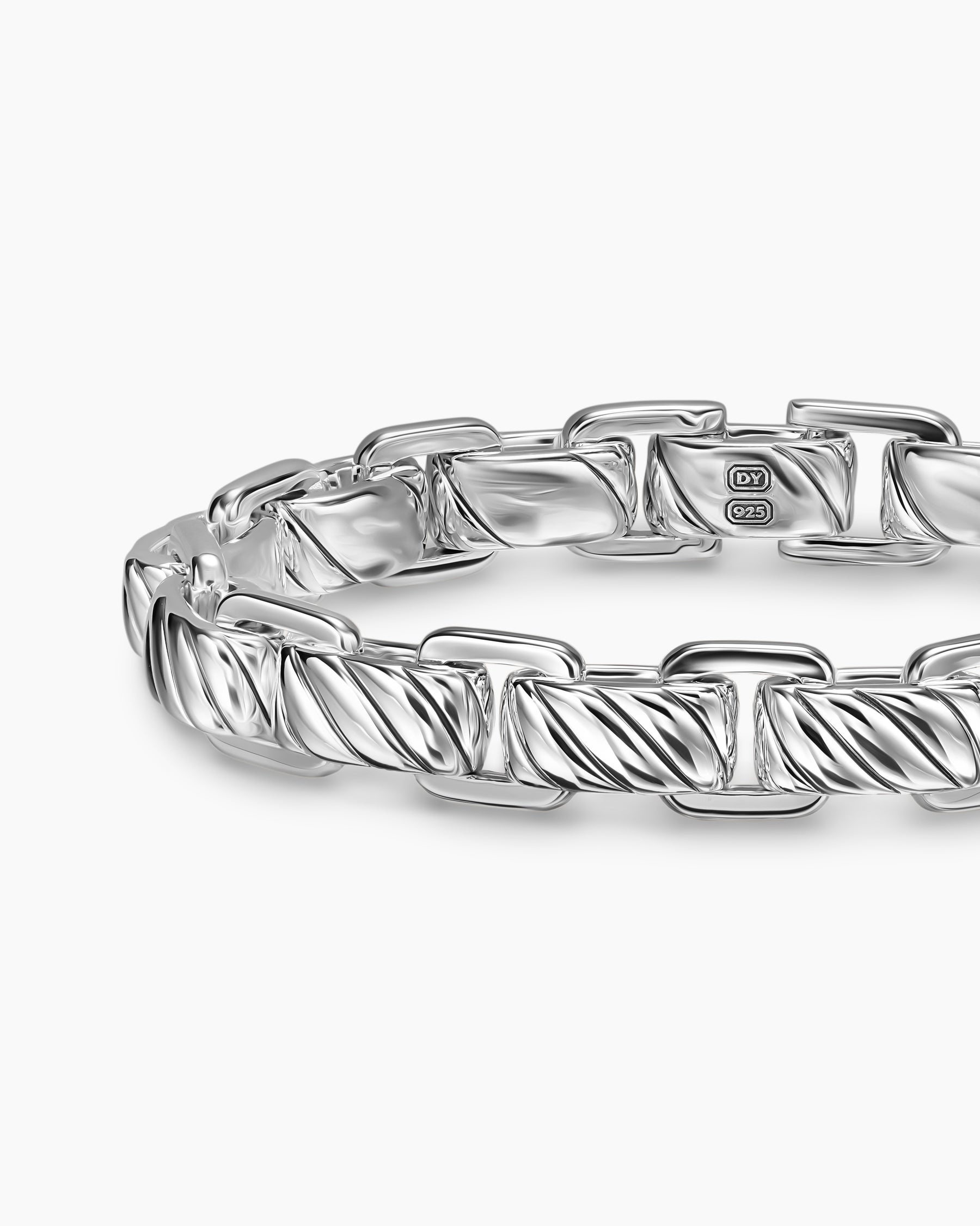 Sculpted Cable Link Bracelet in Sterling Silver, 12mm - Image 5