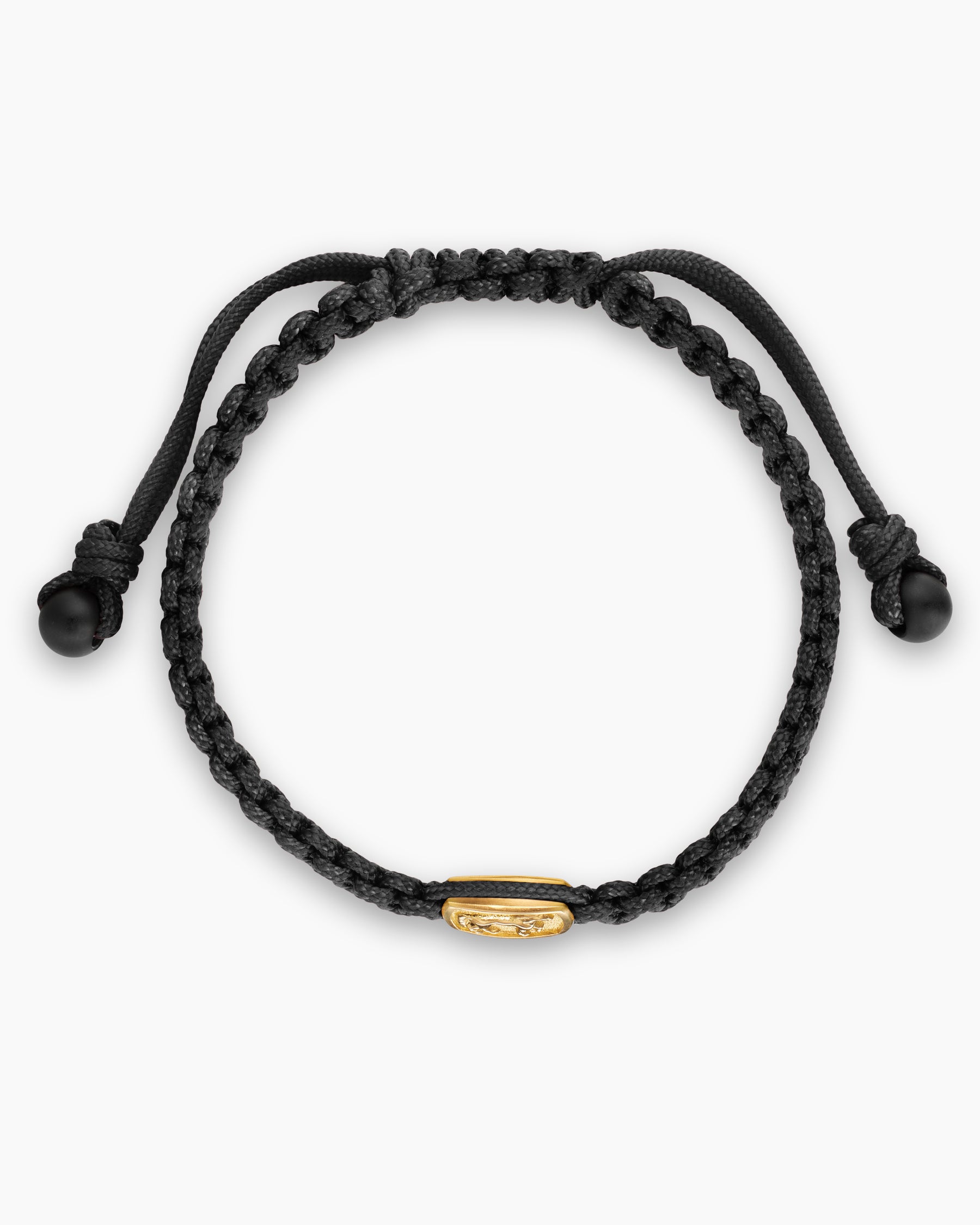 Petrvs Horse Black Nylon Woven Station Bracelet in 18K Yellow Gold with Black Onyx, 11.9mm - Image 3
