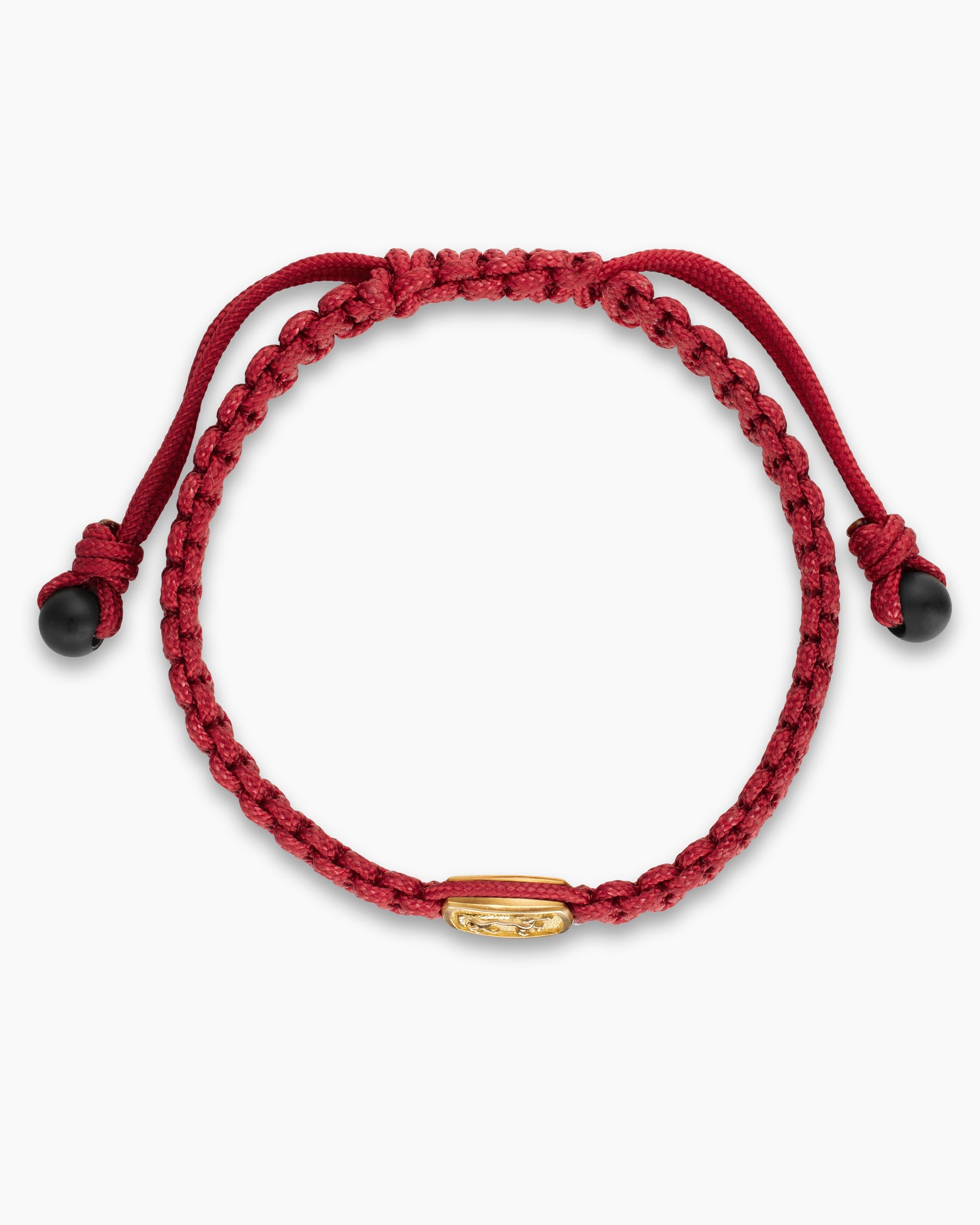 Petrvs Horse Red Nylon Woven Station Bracelet in 18K Yellow Gold with Black Onyx, 11.9mm - Image 3