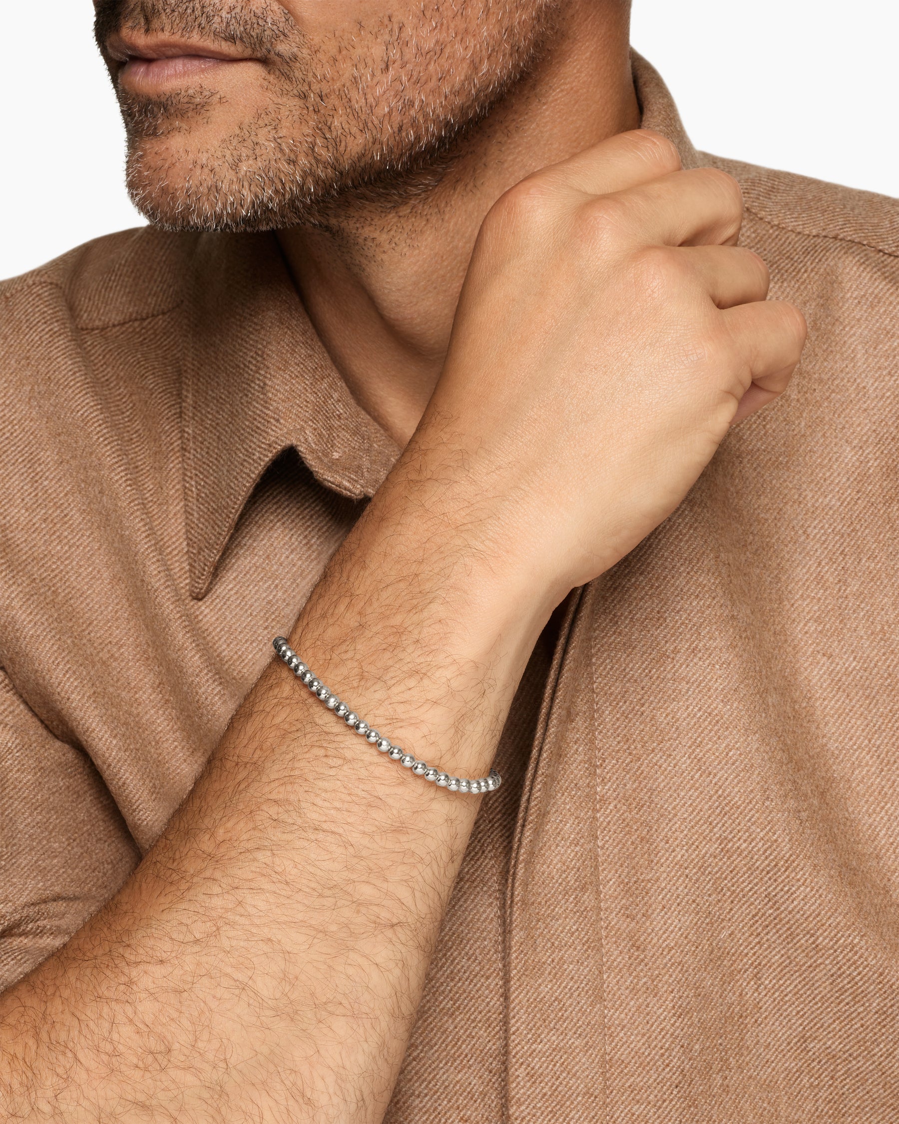 Alternative view of Spiritual Beads Metal Bead Bracelet in Sterling Silver, 4mm