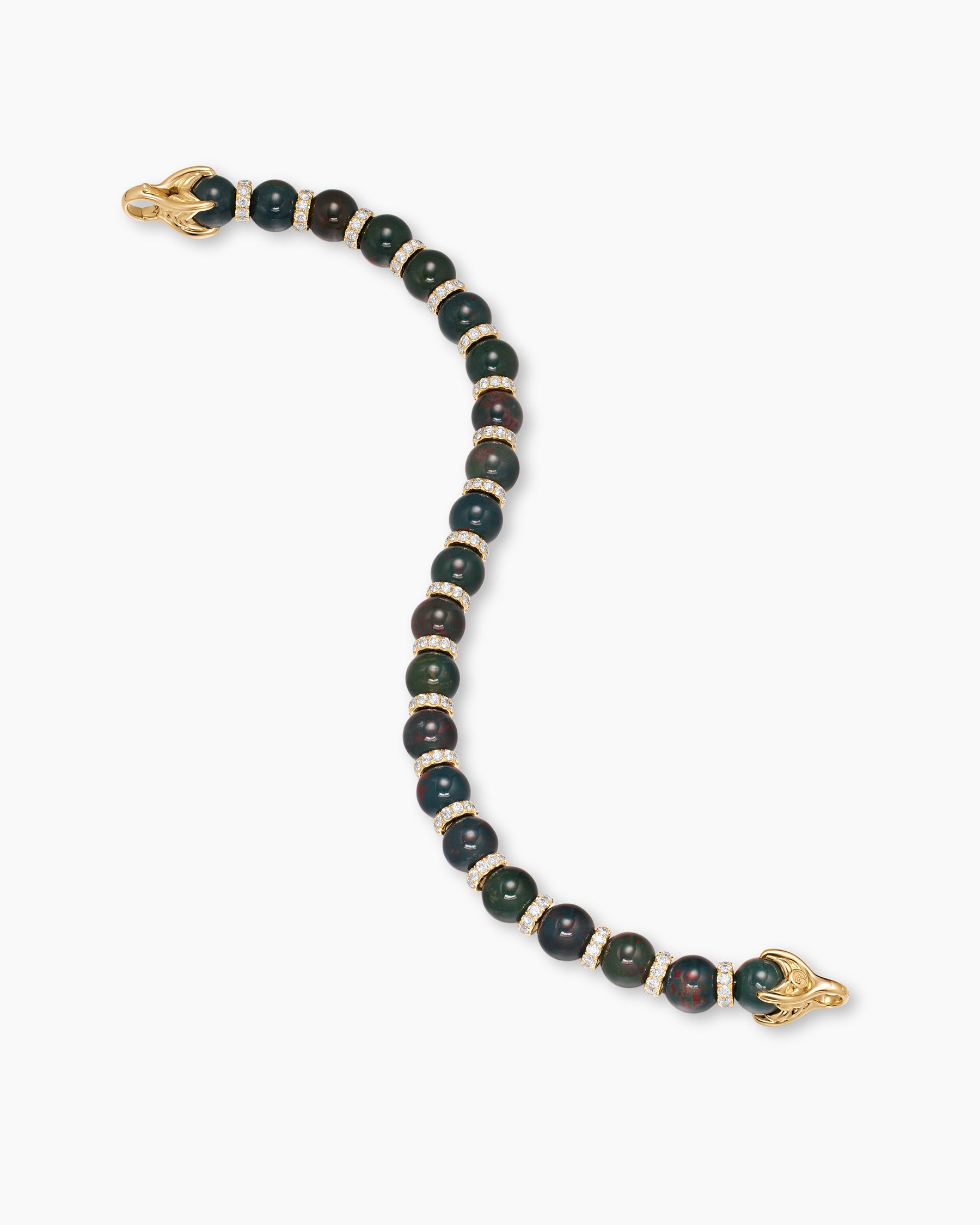 Spiritual Beads Bracelet in 18K Yellow Gold with Bloodstone and Diamonds, 8mm - Image 4