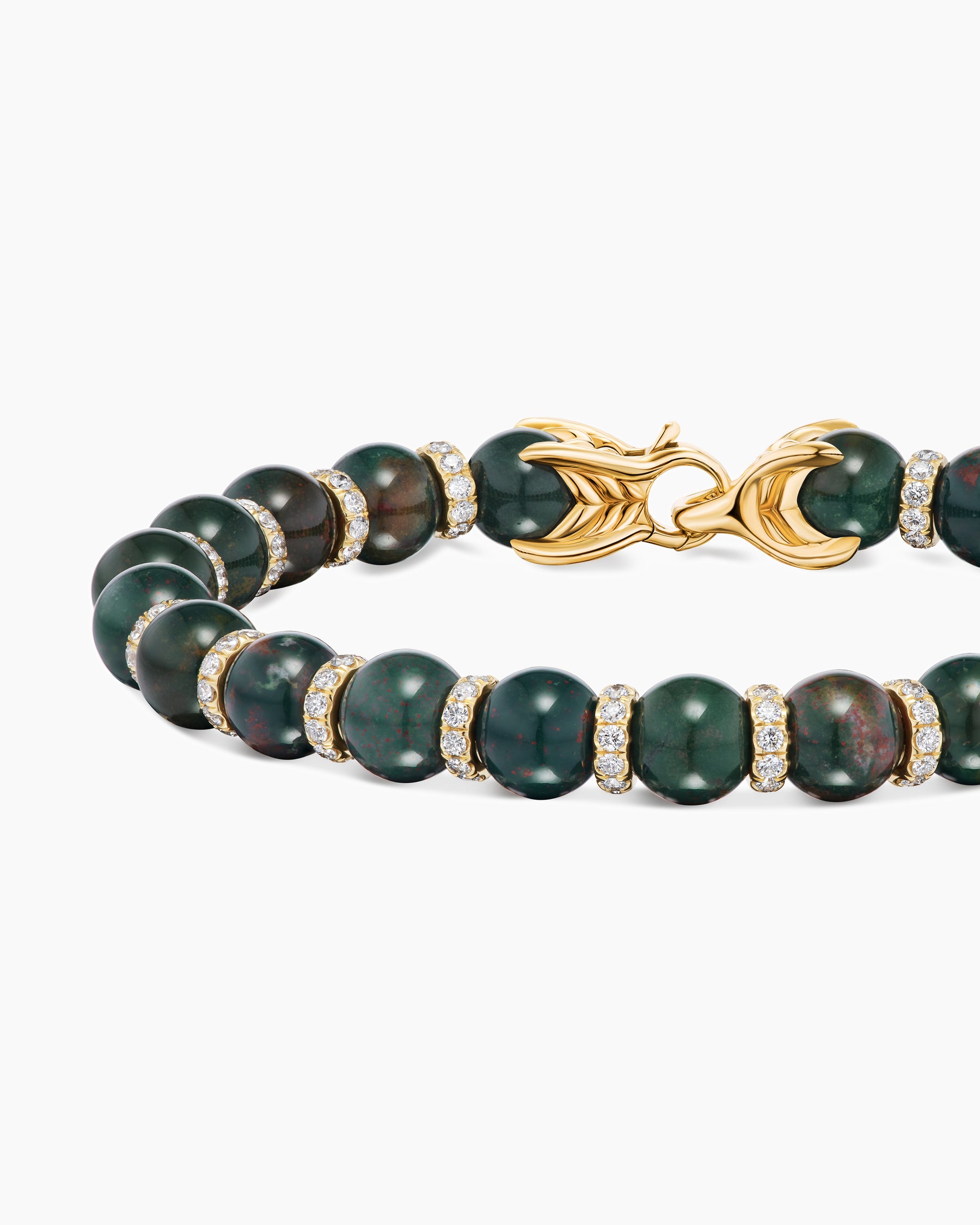 Spiritual Beads Bracelet in 18K Yellow Gold with Bloodstone and Diamonds, 8mm - Image 5