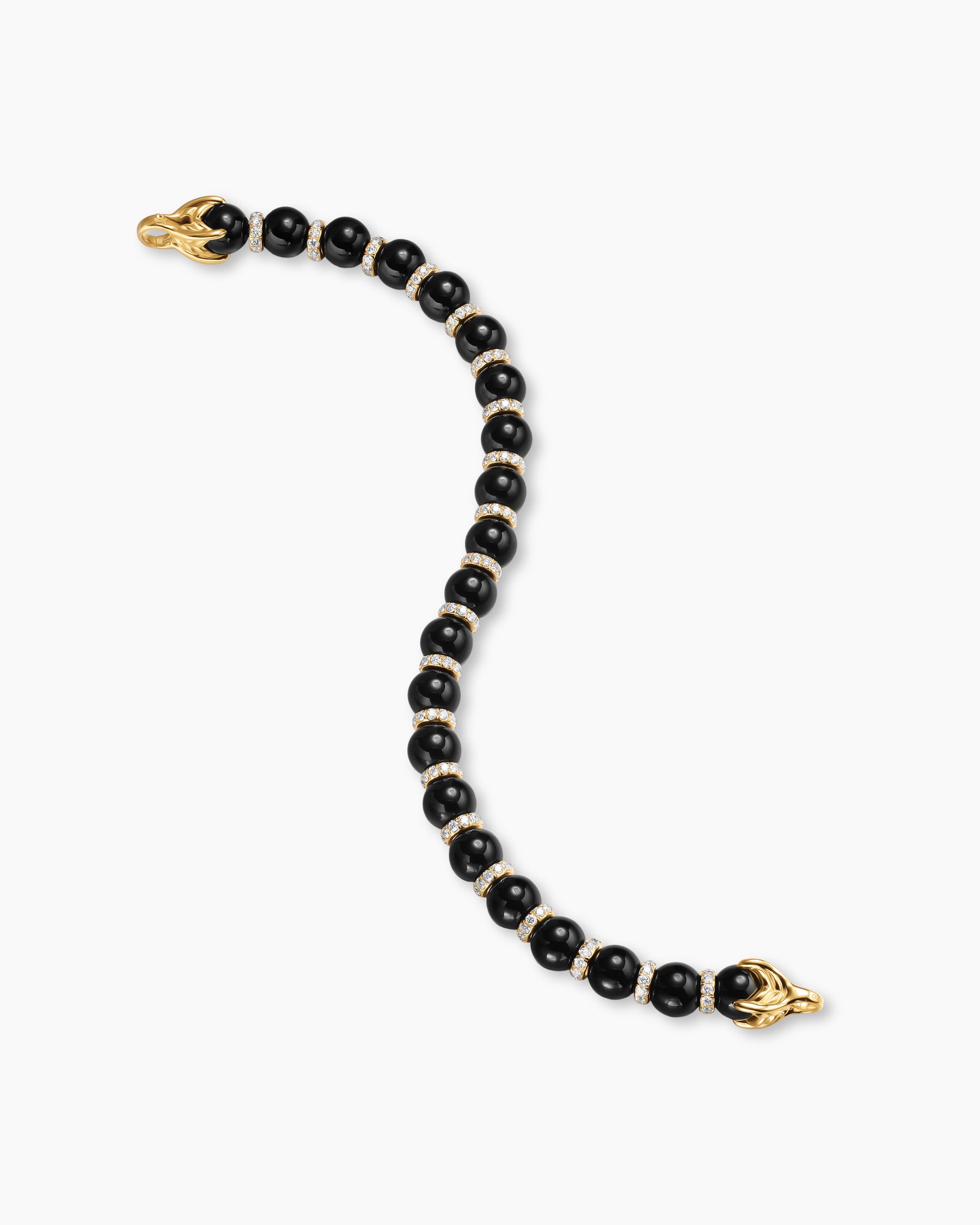 Spiritual Beads Bracelet in 18K Yellow Gold with Black Onyx and Diamonds, 8mm - Image 4