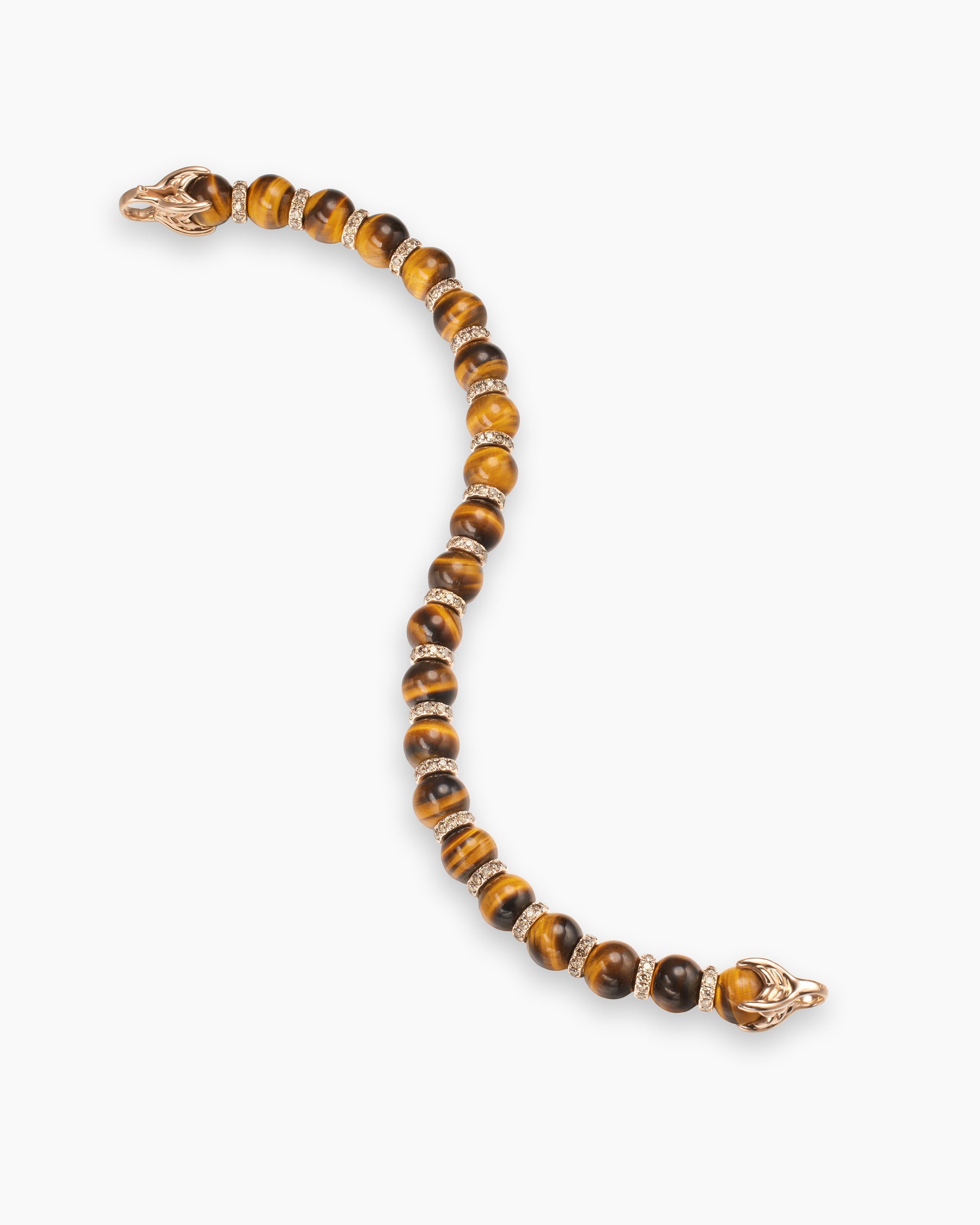 Spiritual Beads Bracelet in 18K Rose Gold with Tiger's Eye and Cognac Diamonds, 8mm - Image 4