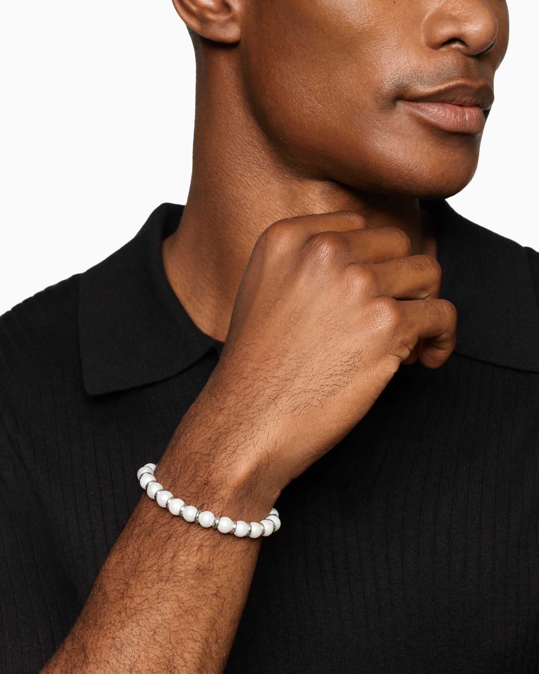 Alternative view of Spiritual Beads Bracelet in Sterling Silver with Pearls, 8mm