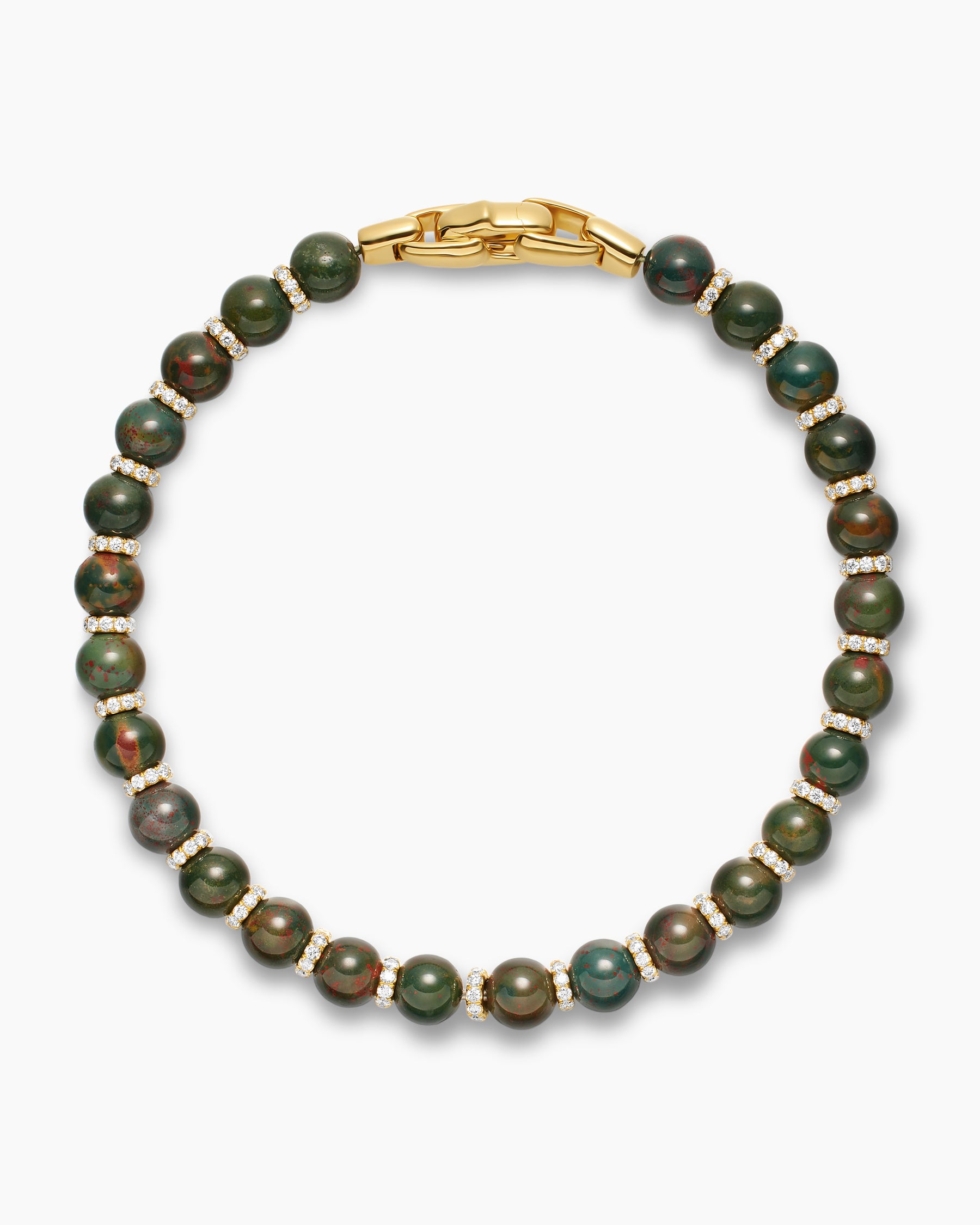 Spiritual Beads Bracelet in 18K Yellow Gold with Bloodstone and Diamonds, 6mm - Image 3
