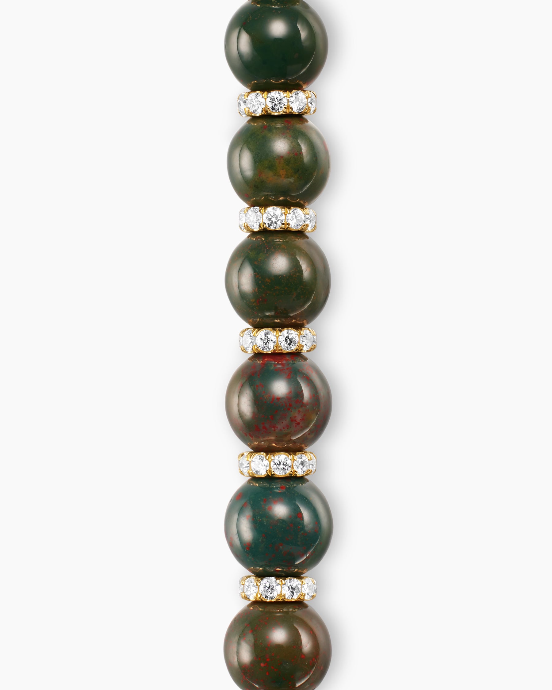 Spiritual Beads Bracelet in 18K Yellow Gold with Bloodstone and Diamonds, 6mm - Image 4
