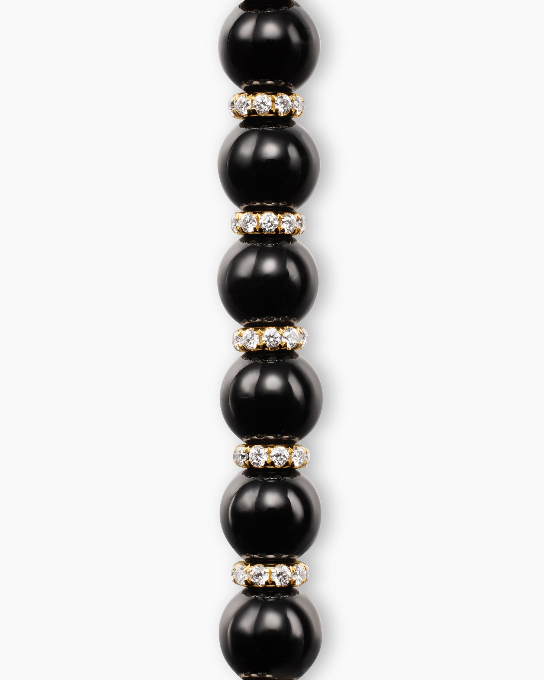 Spiritual Beads Bracelet in 18K Yellow Gold with Black Onyx and Diamonds, 6mm - Image 4