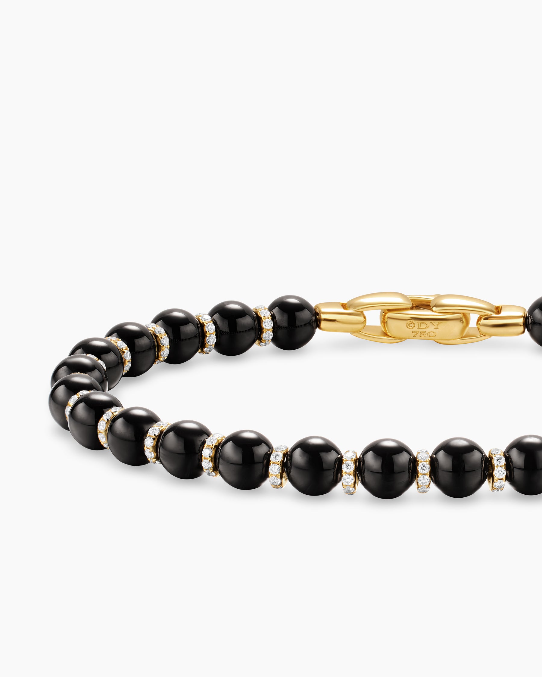 Spiritual Beads Bracelet in 18K Yellow Gold with Black Onyx and Diamonds, 6mm - Image 5