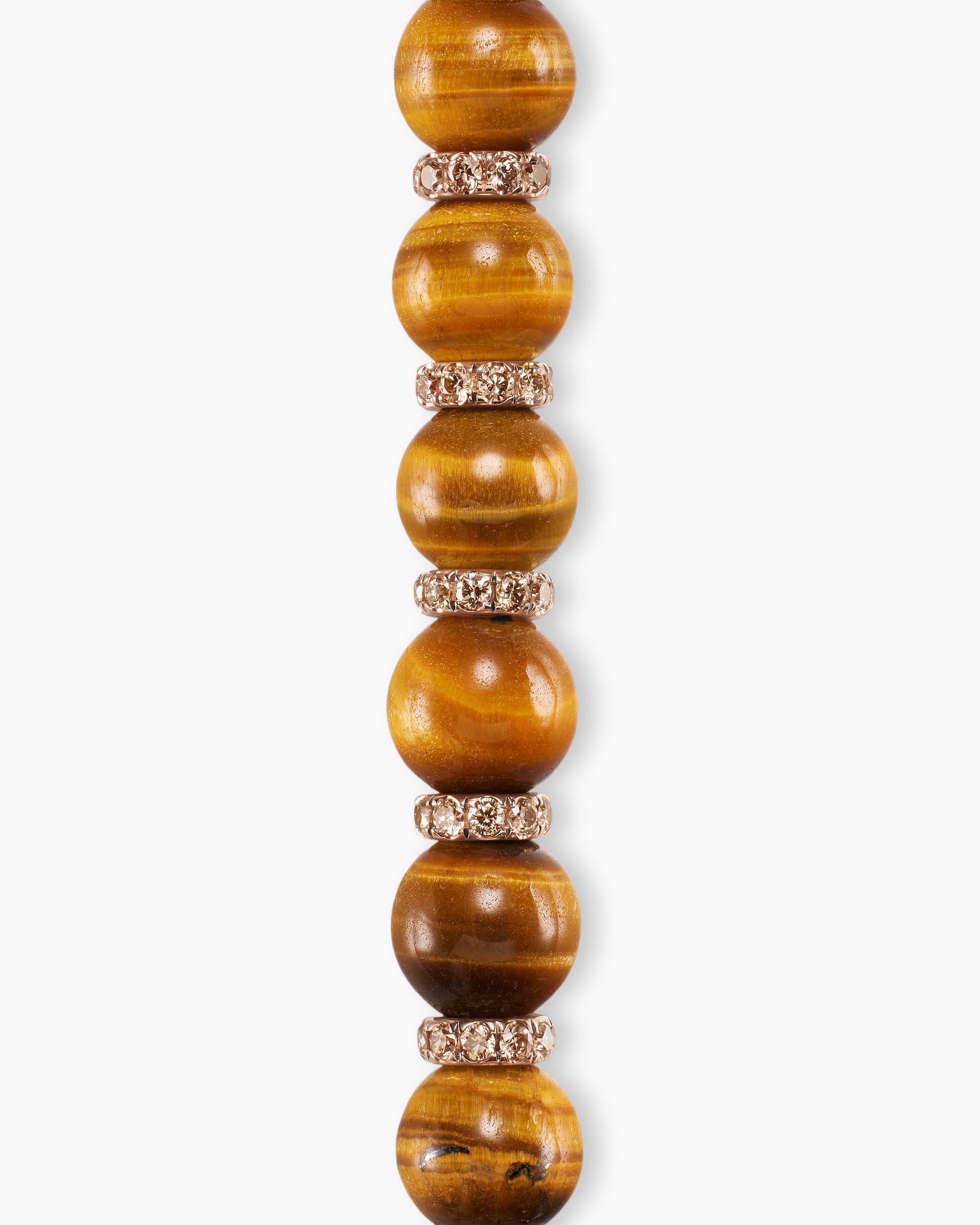 Spiritual Beads Bracelet in 18K Rose Gold with Tiger's Eye and Cognac Diamonds, 6mm - Image 4