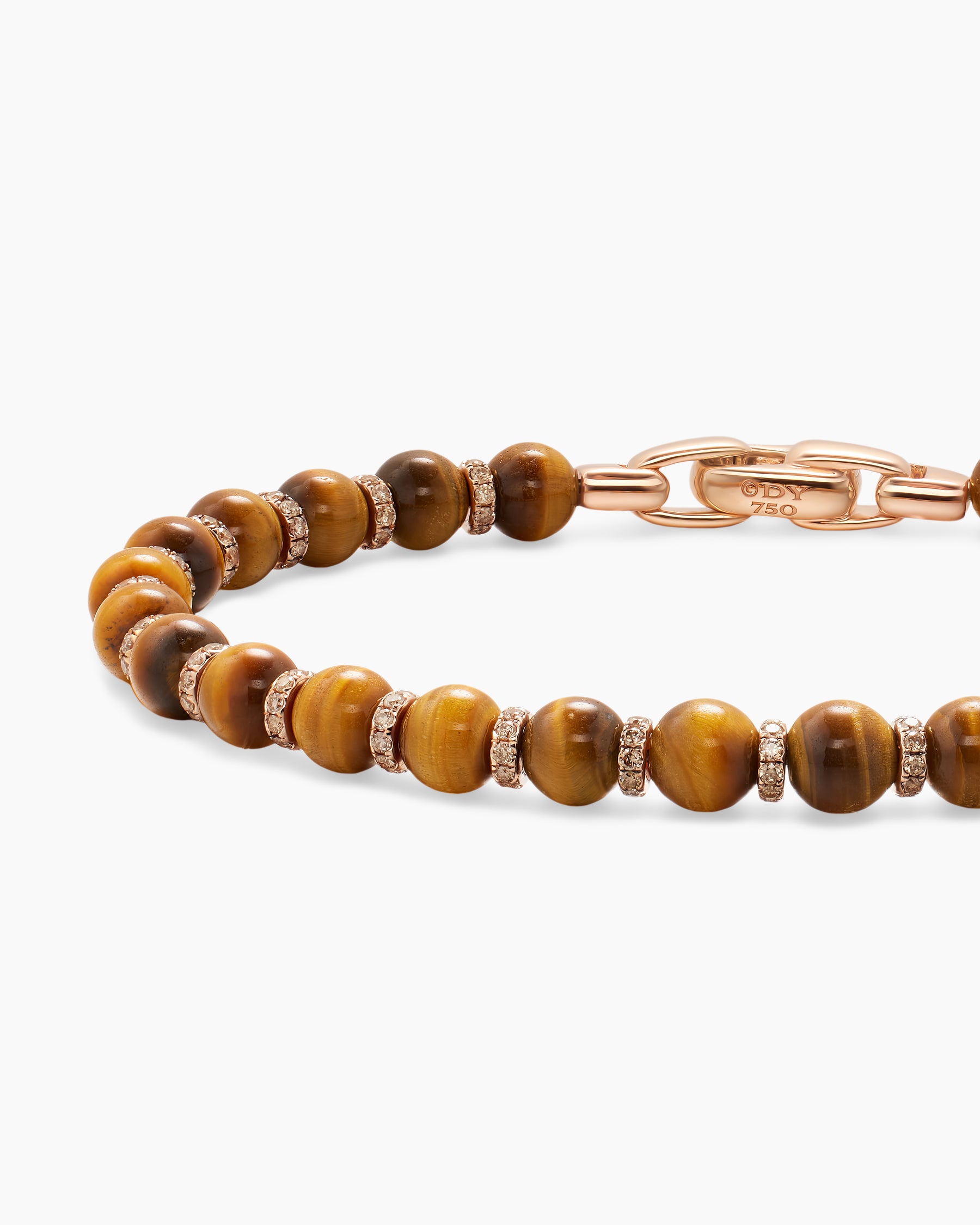 Spiritual Beads Bracelet in 18K Rose Gold with Tiger's Eye and Cognac Diamonds, 6mm - Image 5