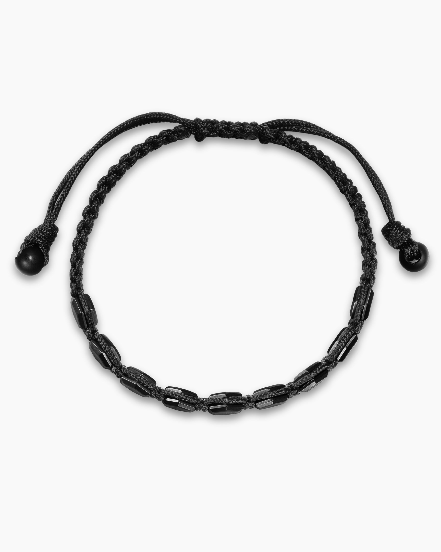 Faceted Woven Bracelet in Black Titanium with Black Nylon and Black Onyx, 8mm - Image 3