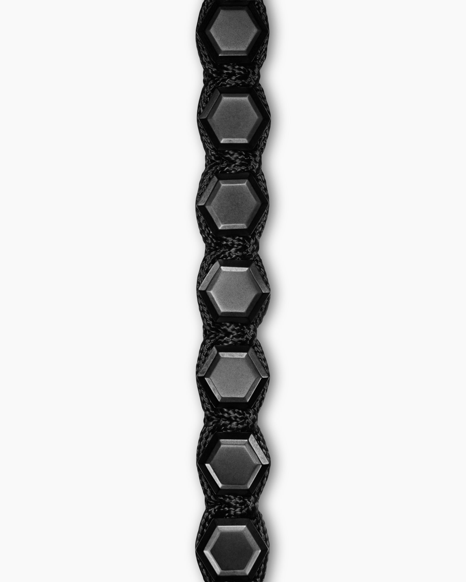 Faceted Woven Bracelet in Black Titanium with Black Nylon and Black Onyx, 8mm - Image 4