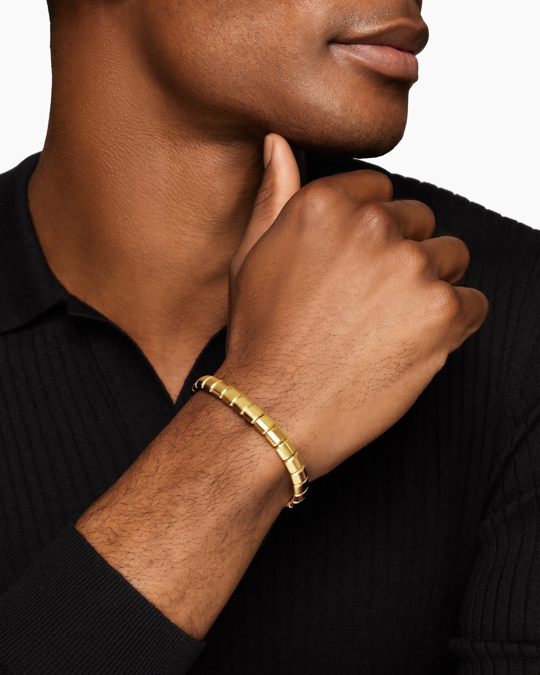 Alternative view of Spiritual Beads Flat Bead Bracelet in 18K Yellow Gold, 8mm