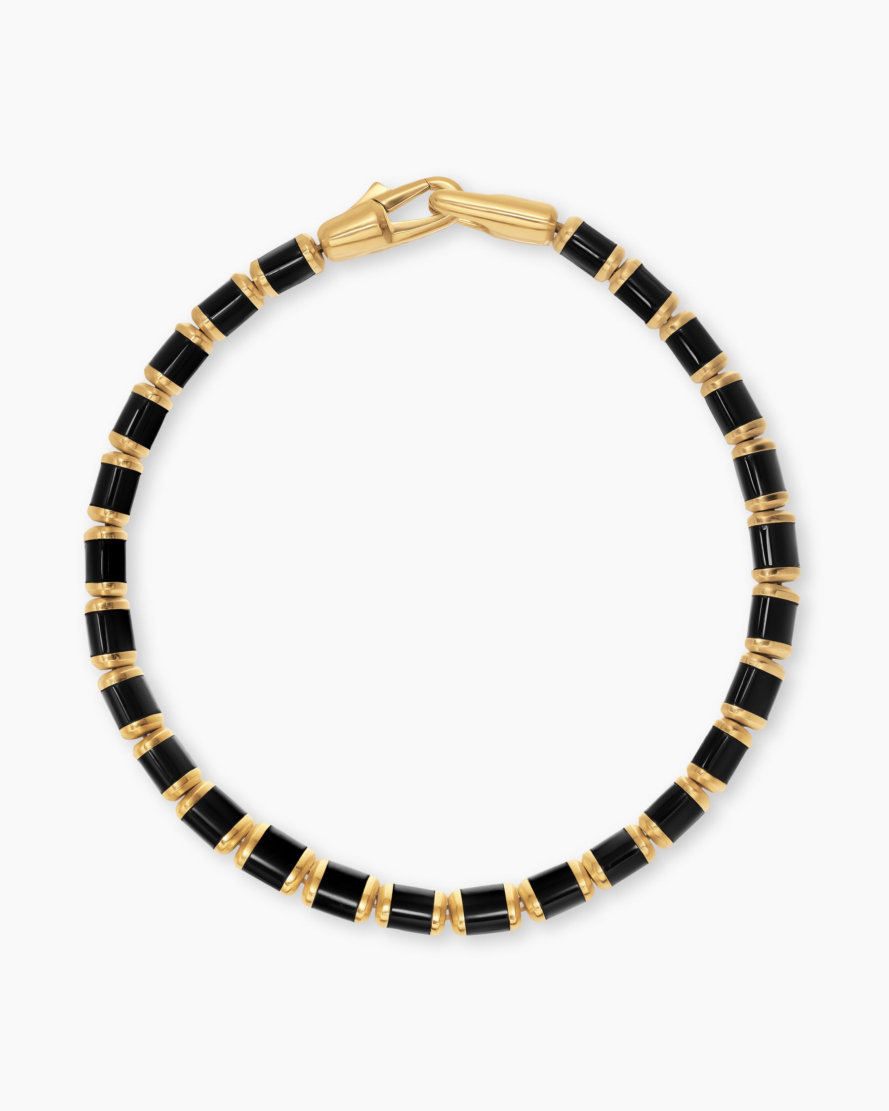Alternative view of Spiritual Beads Flat Bead Bracelet in 18K Yellow Gold with Black Onyx, 8mm