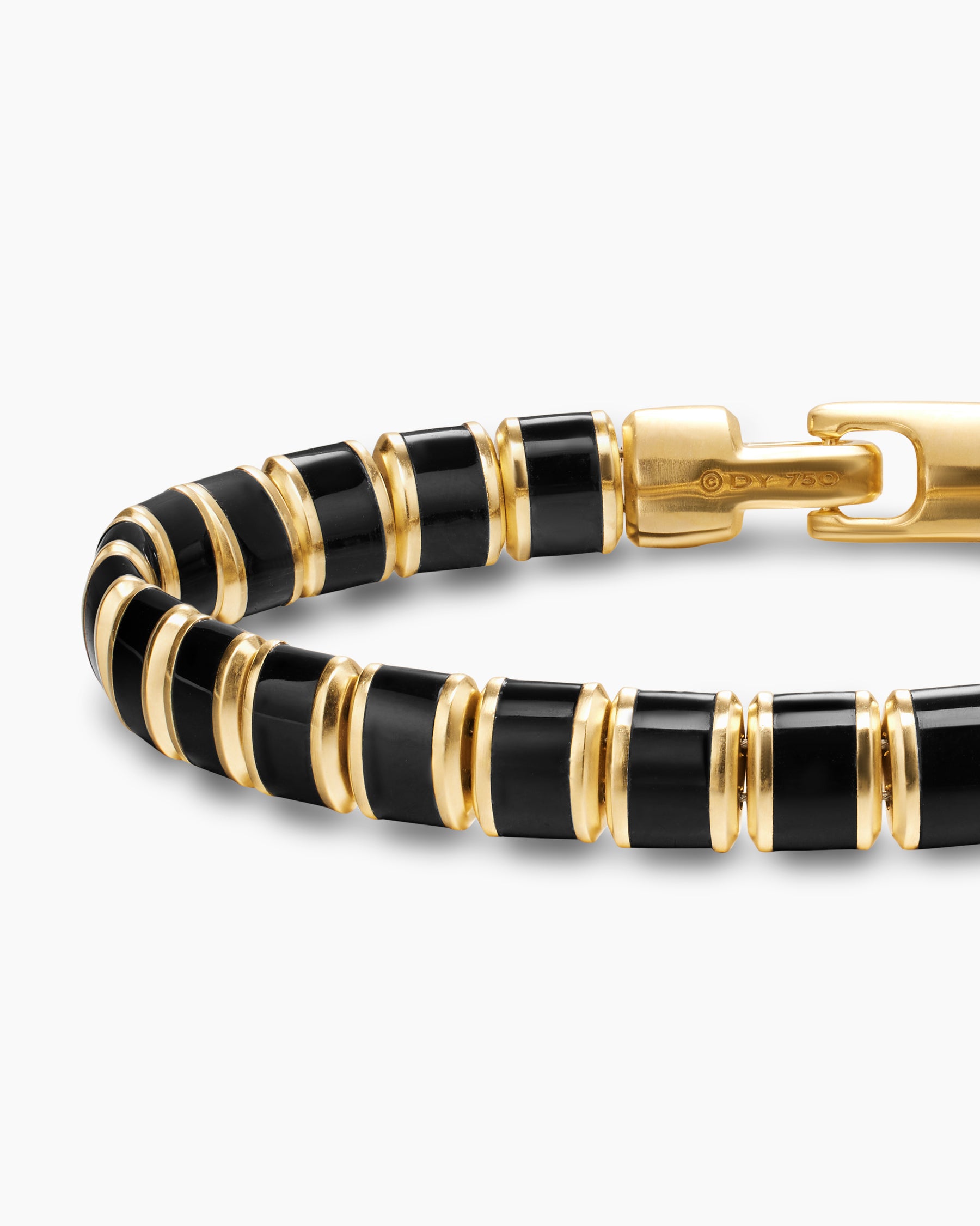 Spiritual Beads Flat Bead Bracelet in 18K Yellow Gold with Black Onyx, 8mm - Image 4