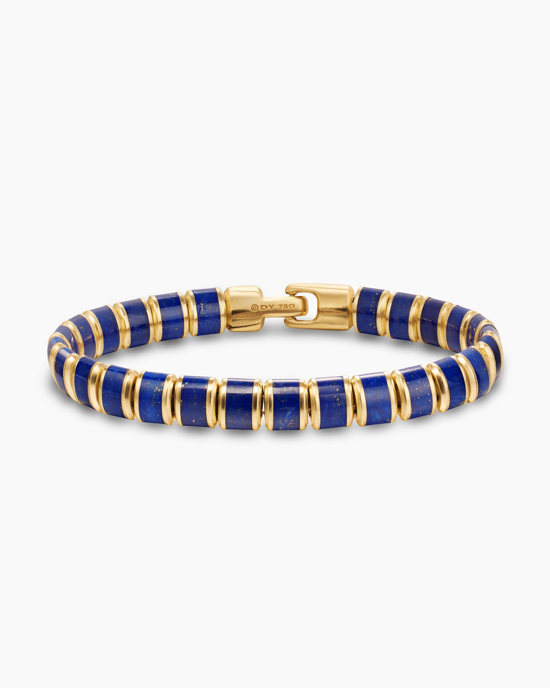 Spiritual Beads Flat Bead Bracelet in 18K Yellow Gold with Lapis, 8mm