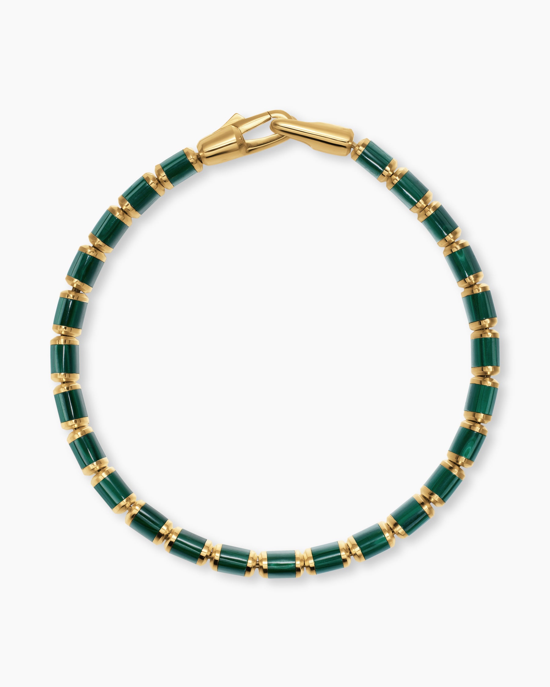 Spiritual Beads Flat Bead Bracelet in 18K Yellow Gold with Malachite, 8mm - Image 3