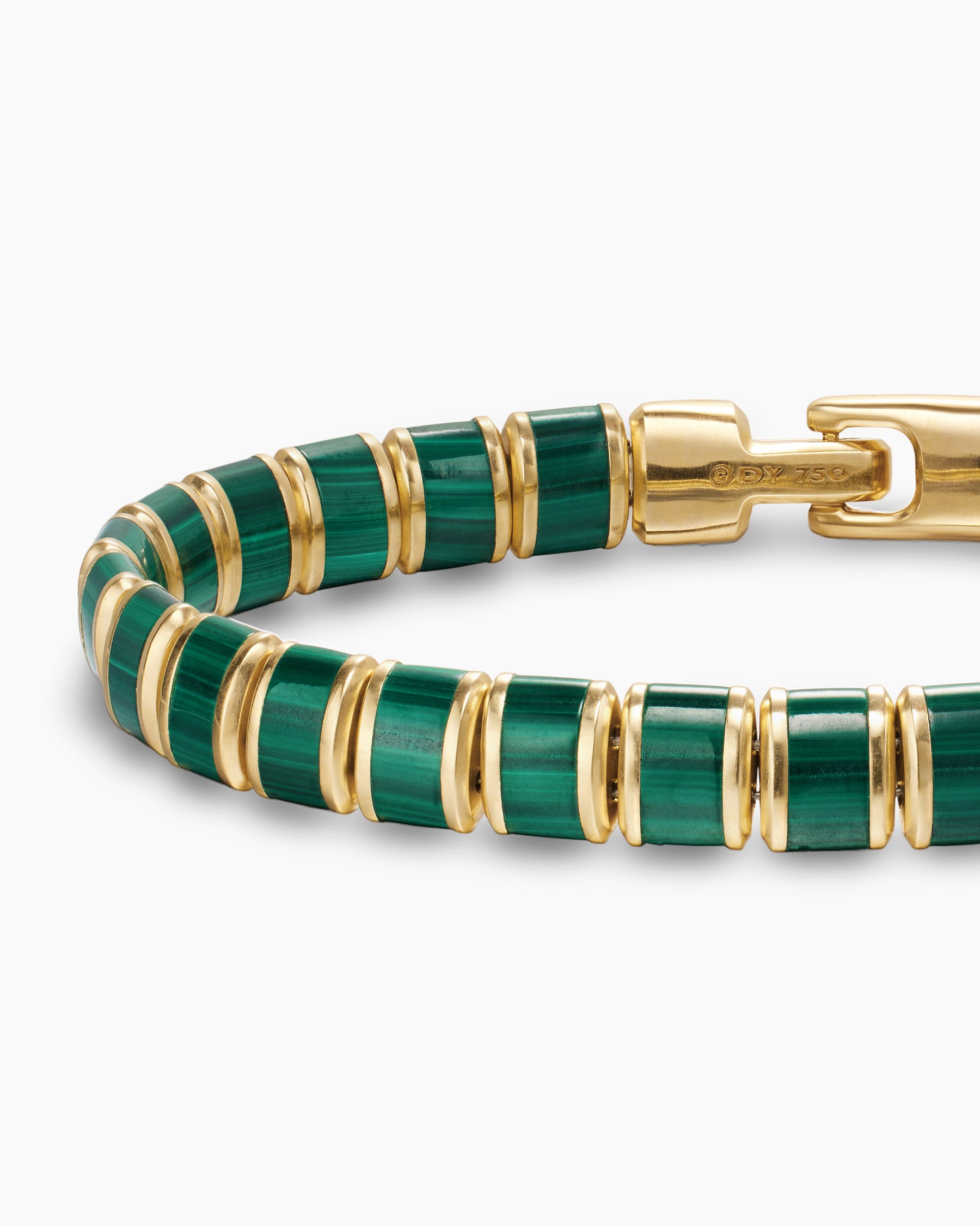 Spiritual Beads Flat Bead Bracelet in 18K Yellow Gold with Malachite, 8mm - Image 5
