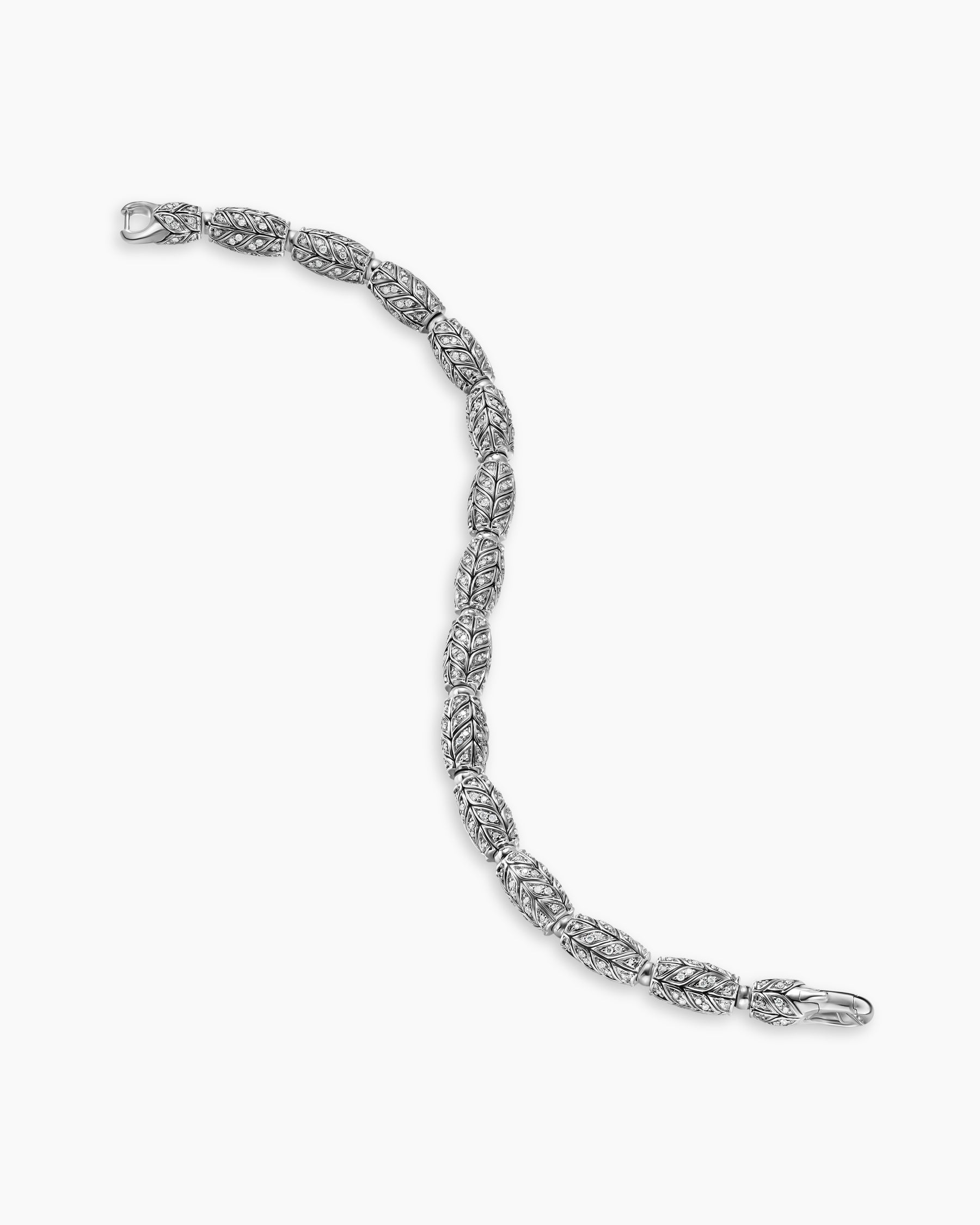 Chevron Bead Bracelet in Sterling Silver with Diamonds, 7.5mm - Image 4
