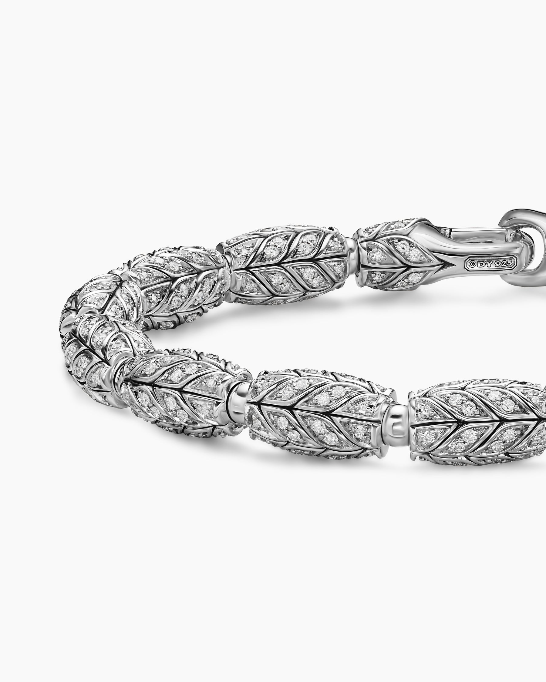 Chevron Bead Bracelet in Sterling Silver with Diamonds, 7.5mm - Image 5