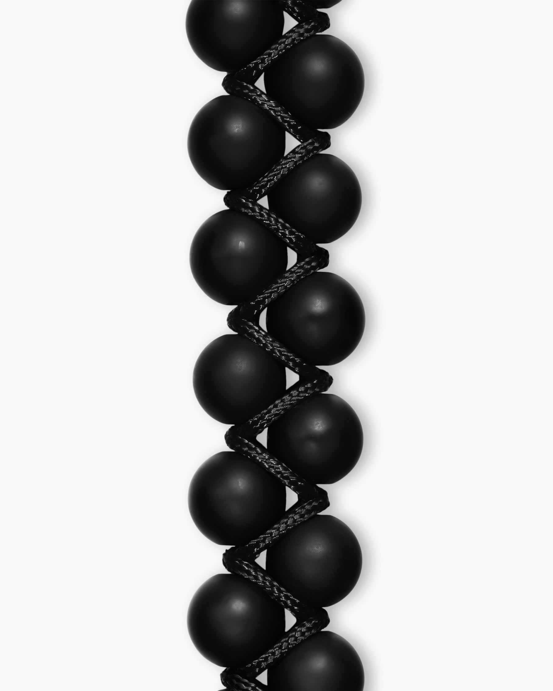 Spiritual Beads Two Row Woven Bracelet with Black Onyx, Black Nylon and Sterling Silver, 8mm - Image 4