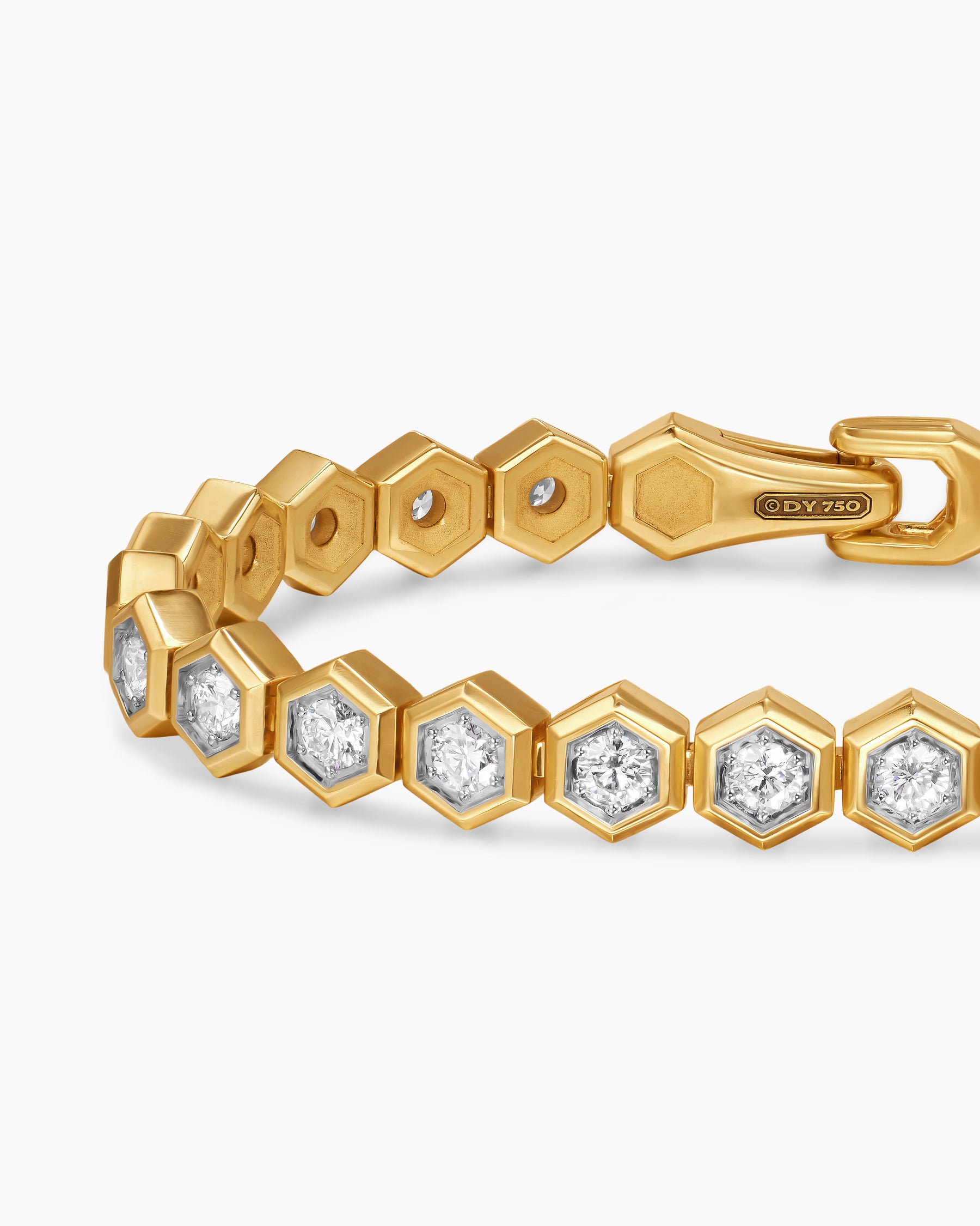 Hex Pavé Tennis Bracelet in 18K Yellow Gold with Diamonds, 8mm - Image 5