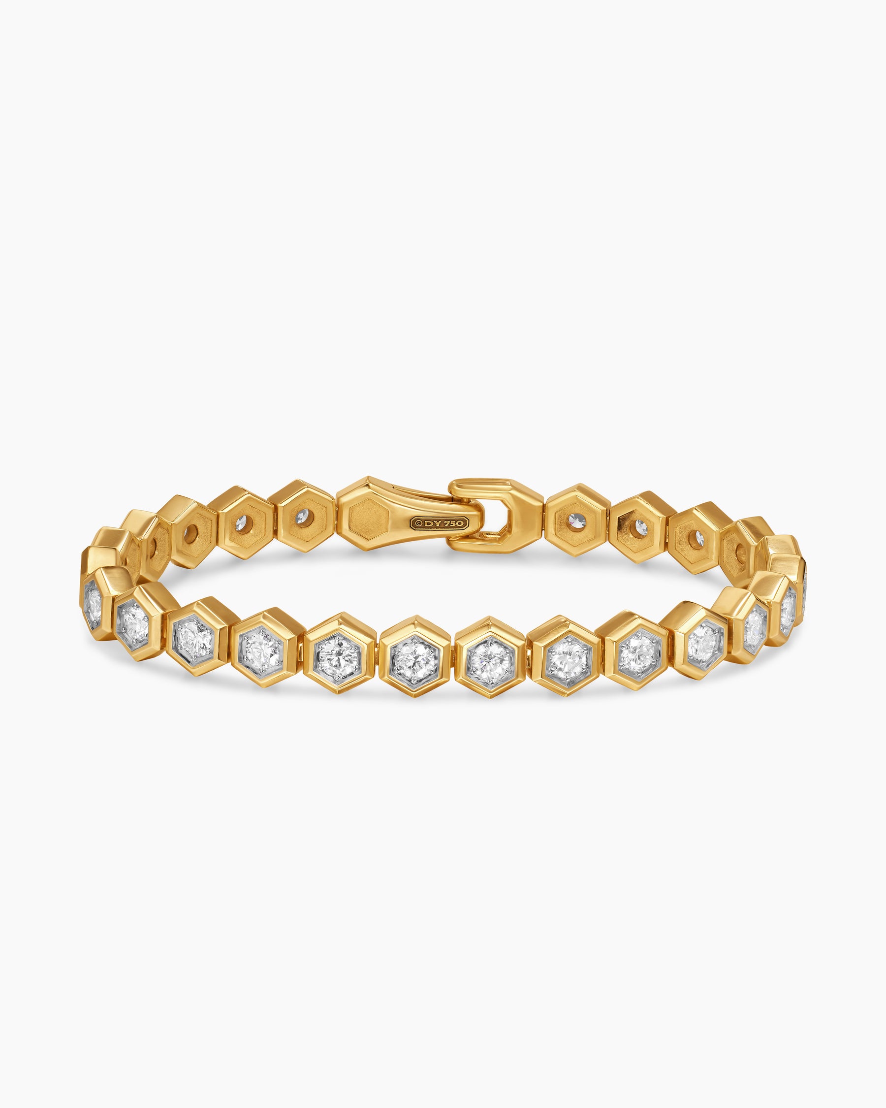 Hex Pavé Tennis Bracelet in 18K Yellow Gold with Diamonds, 8mm