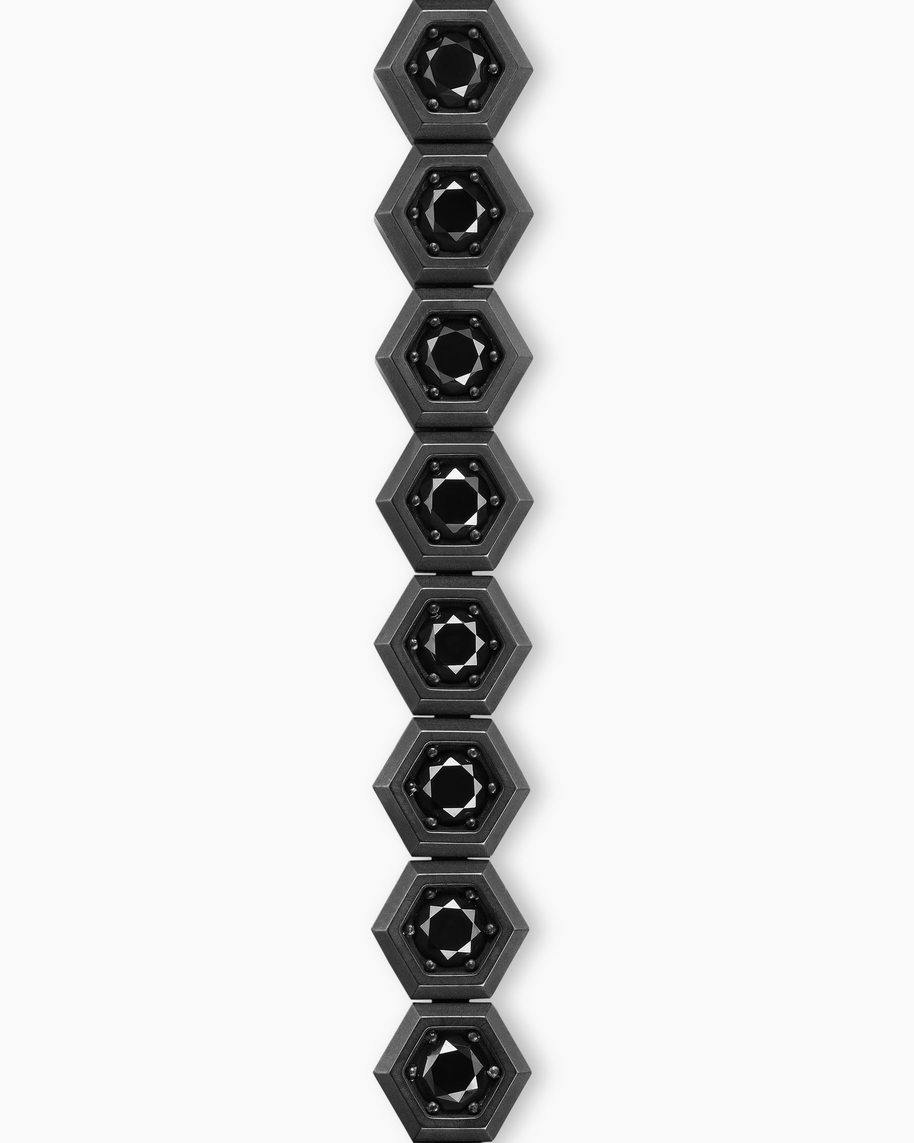 Hex Pavé Tennis Bracelet in Black Titanium with Black Diamonds, 8mm - Image 4