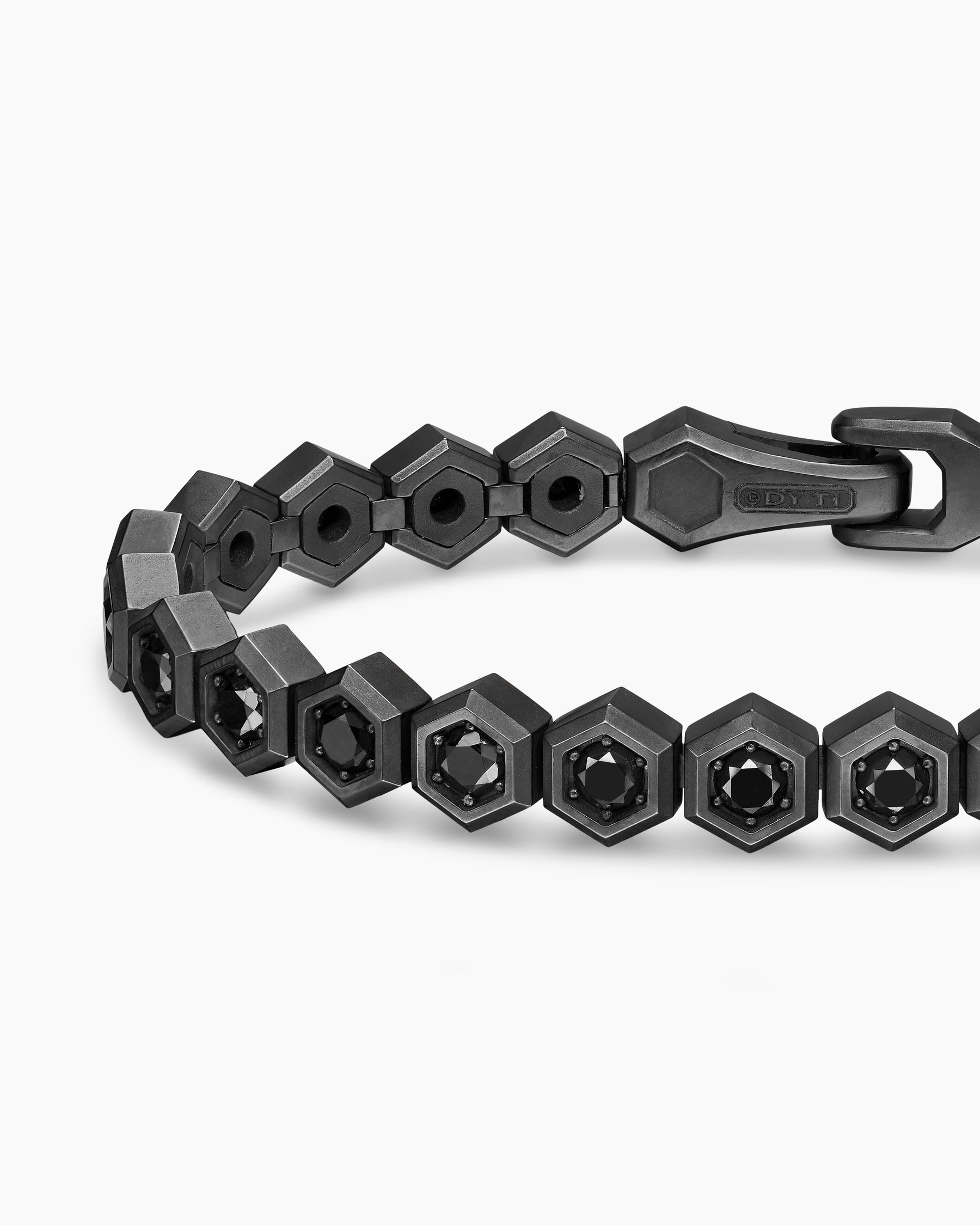 Hex Pavé Tennis Bracelet in Black Titanium with Black Diamonds, 8mm - Image 5
