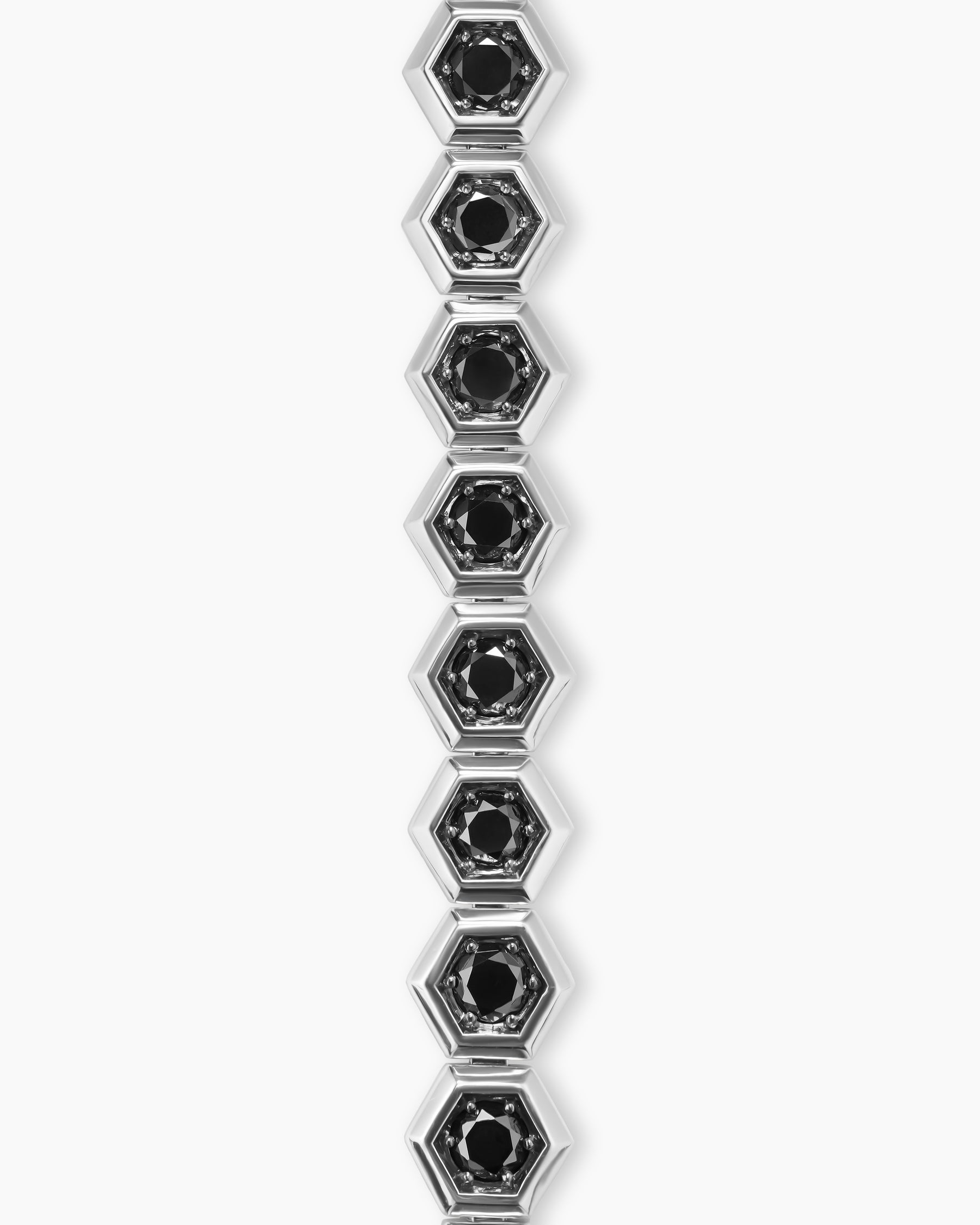 Hex Pavé Tennis Bracelet in Sterling Silver with Black Diamonds, 8mm - Image 4